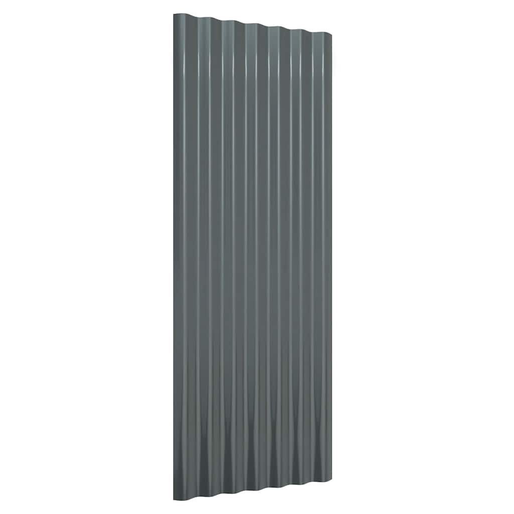 vidaXL Deckenplatten Dachpaneele 12 Stk Verzinkter Stahl Anthrazit 100x36cm, (12-tlg)