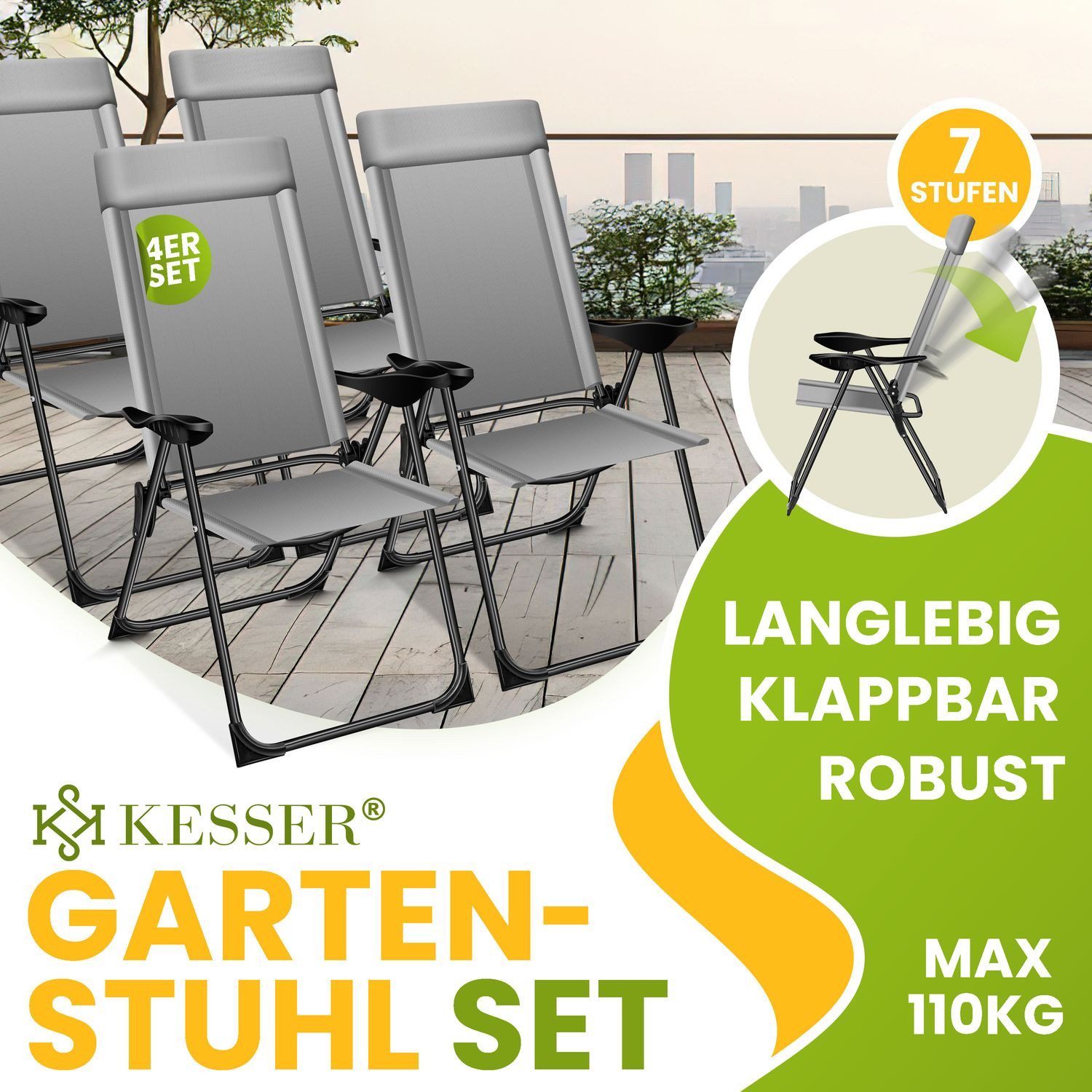 KESSER Gartenstuhl, 2er Set Gartenstuhl Hochlehner günstig online kaufen