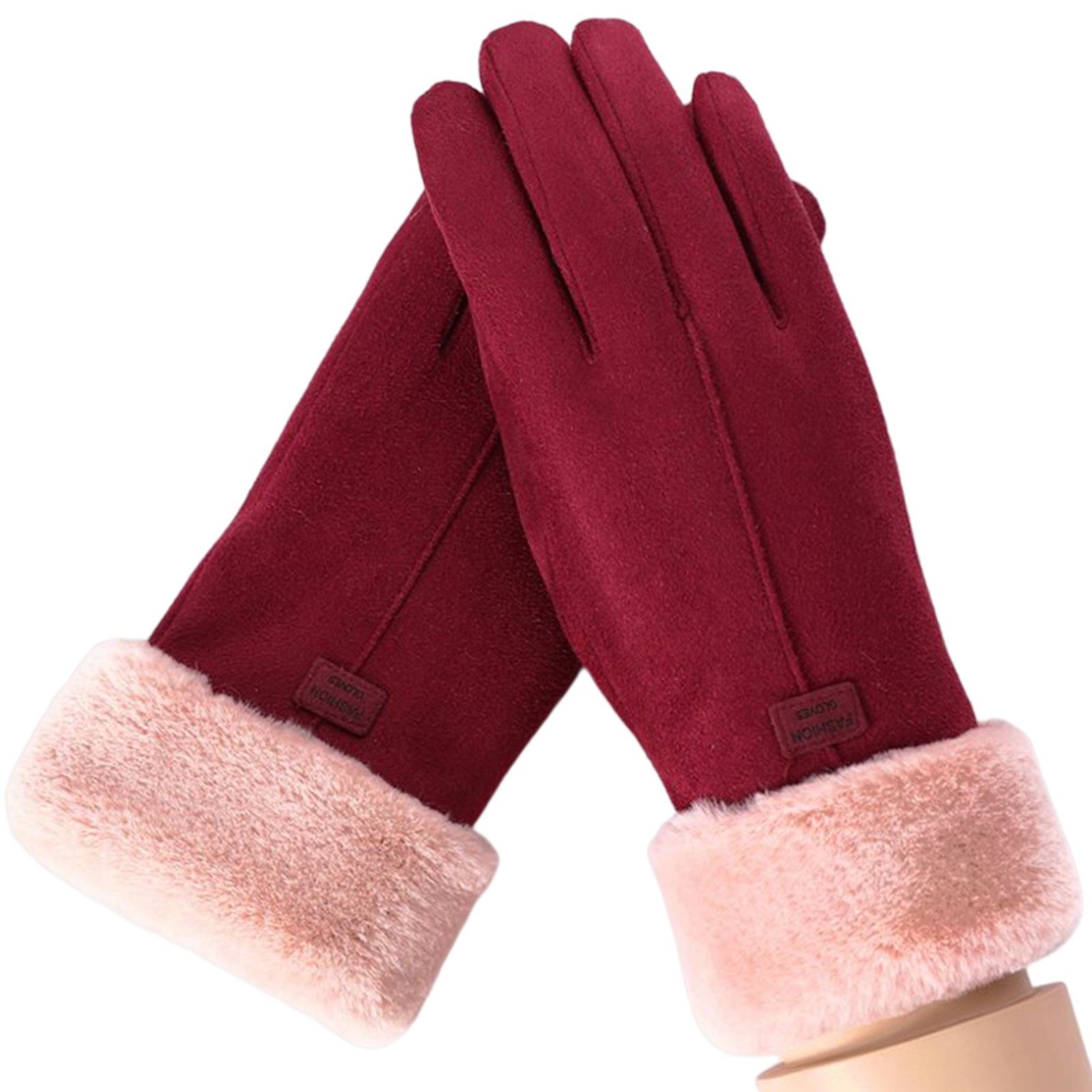 Blusmart Fleecehandschuhe Handschuhe Damen Winter Warm Verdickung Touchscreen Handschuhe Reiten red