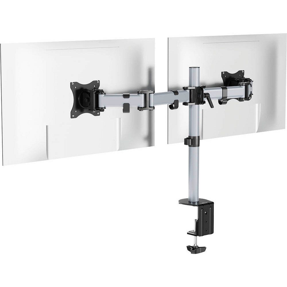 DURABLE Monitor-Halterung 1 Monitor Halterung SELECT für 2 Monitore - silber, (bis 27.00 Zoll, 1-tlg., VESA Norm = 7,5 x 7,5 cm, 10 x 10 cm)