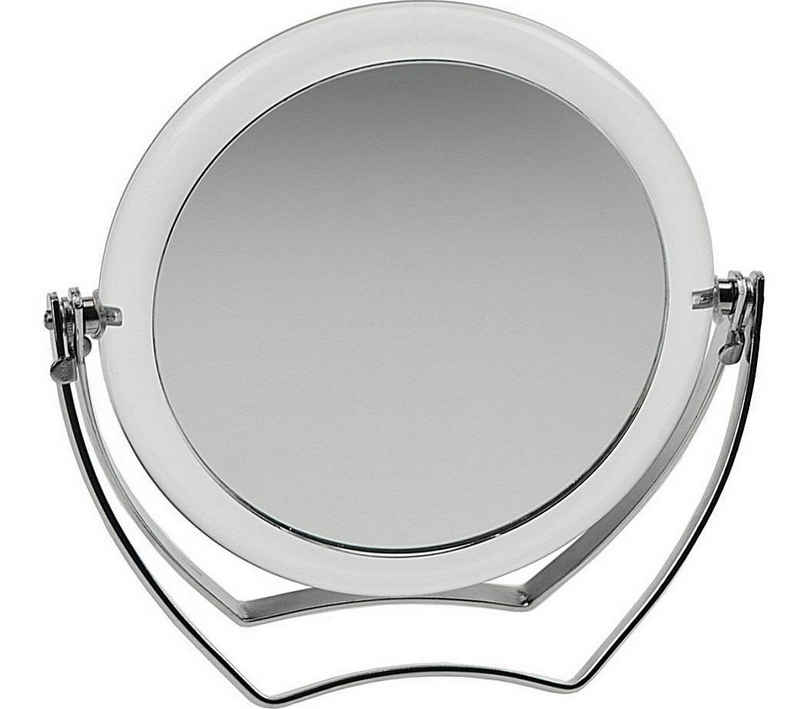 Koskaderm Spiegel Reise-Spiegel 11cm Standspiegel mit 15-fach Vergrößerung RS 1:1, Acryl mit Metallbügel, Kosmetik-Spi