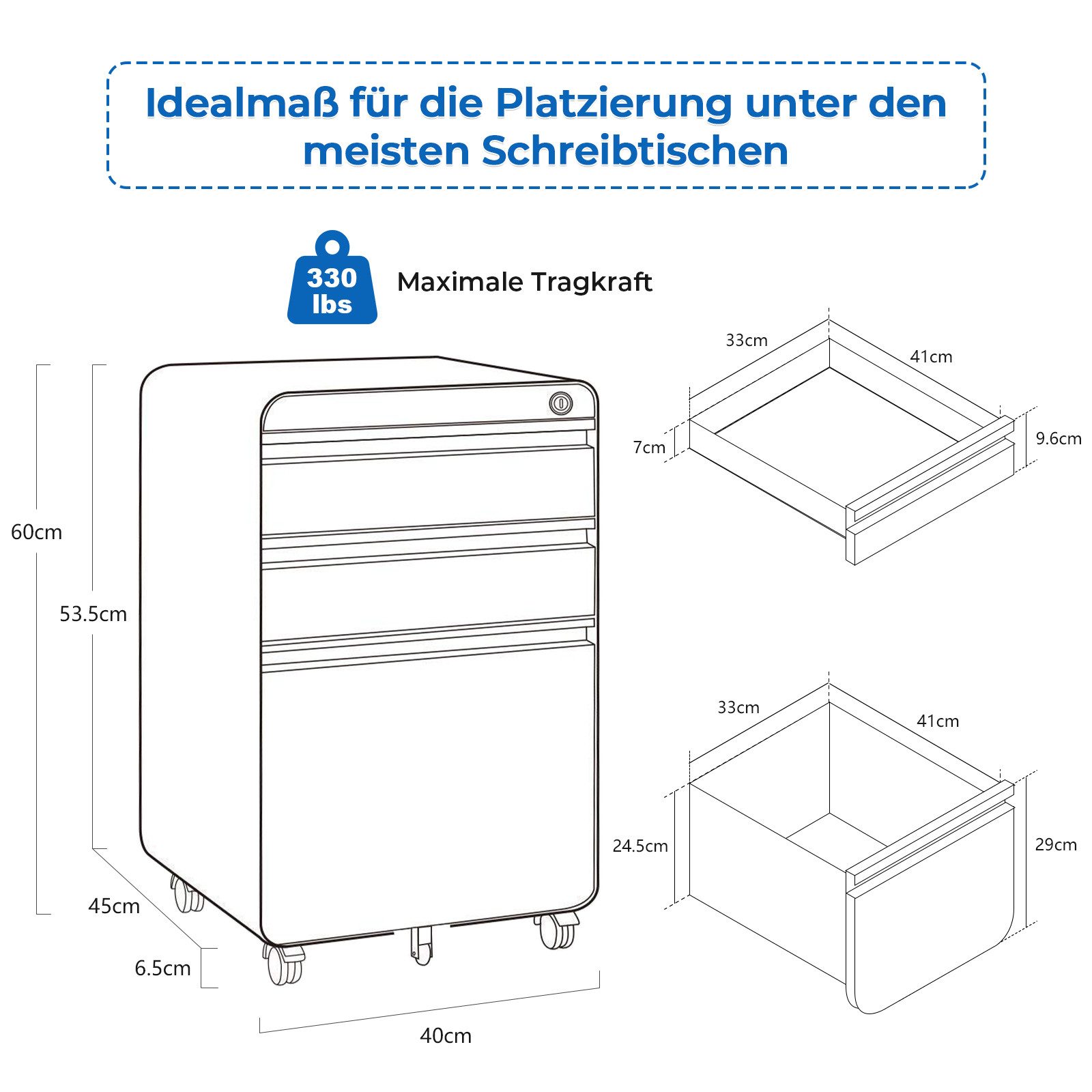 Dripex Aktenschrank Metall Rollcontainer Stahl Büroschrank günstig online kaufen
