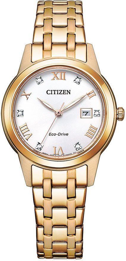 Citizen Solaruhr FE1243-83A, Armbanduhr, Damenuhr, Edlestahlarmband, Datum