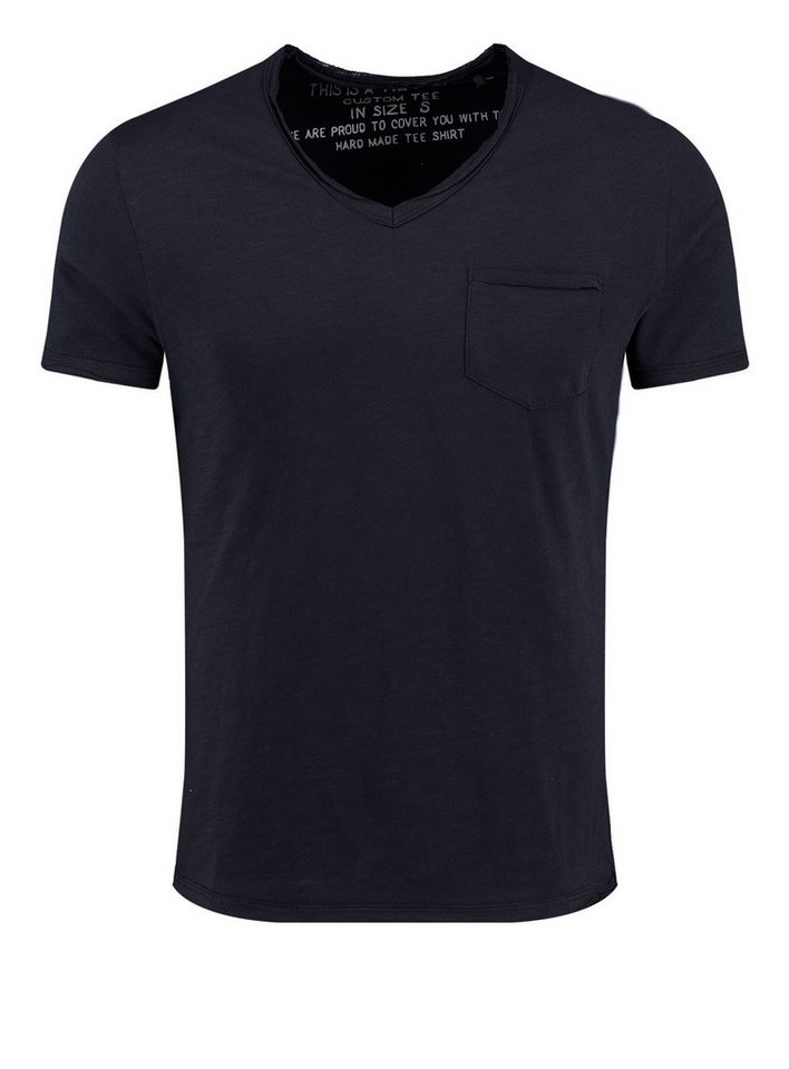 Key Largo T-Shirt Water vintage Look uni Basic MT00780 V-Ausschnitt unifarben kurzarm slim fit