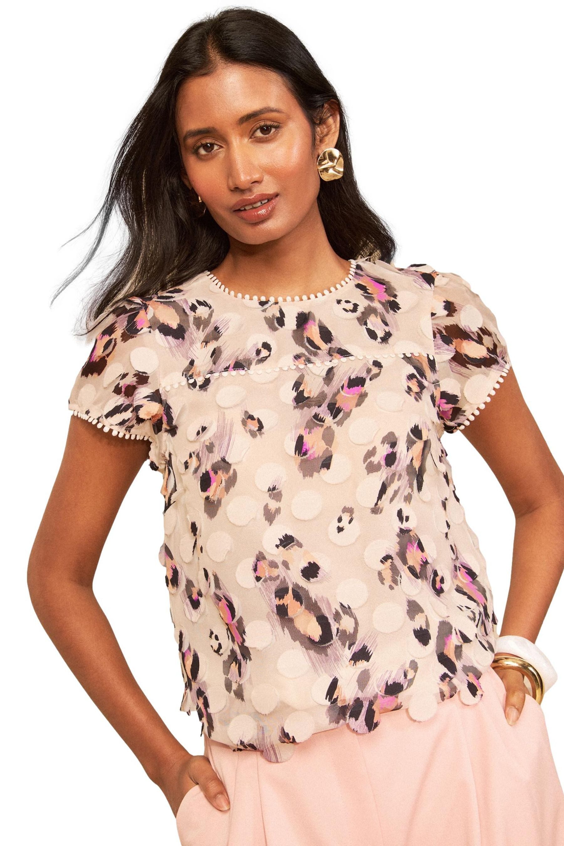 Love & Roses Kurzarmbluse Love & Roses Bluse mit 3D-Punkten, Regular (1-tlg)
