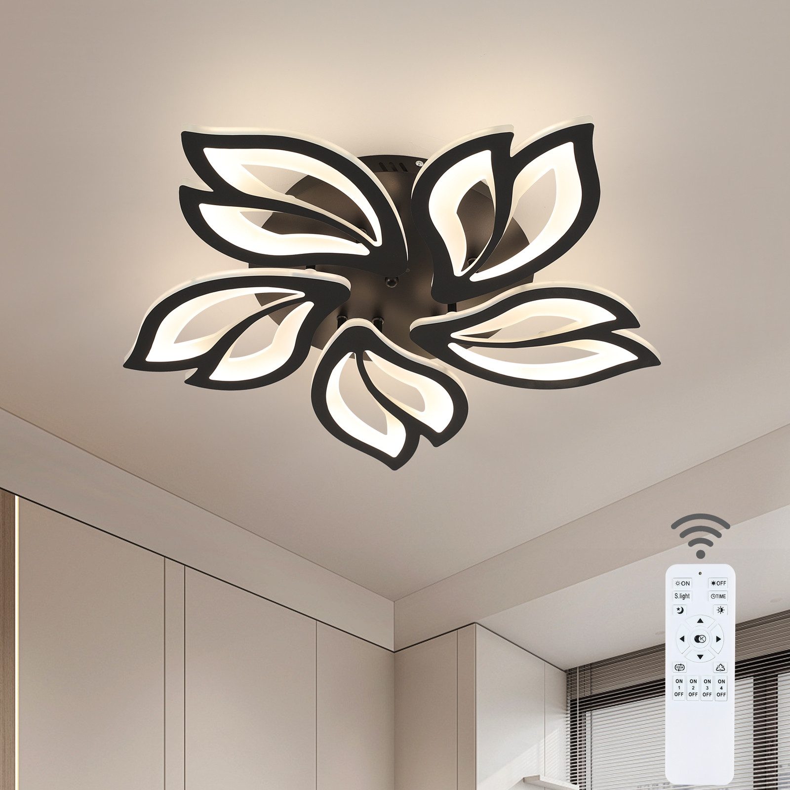 Riserva Deckenleuchten Deckenleuchte in Blütenform, 45W dimmbar mit Fernbed günstig online kaufen