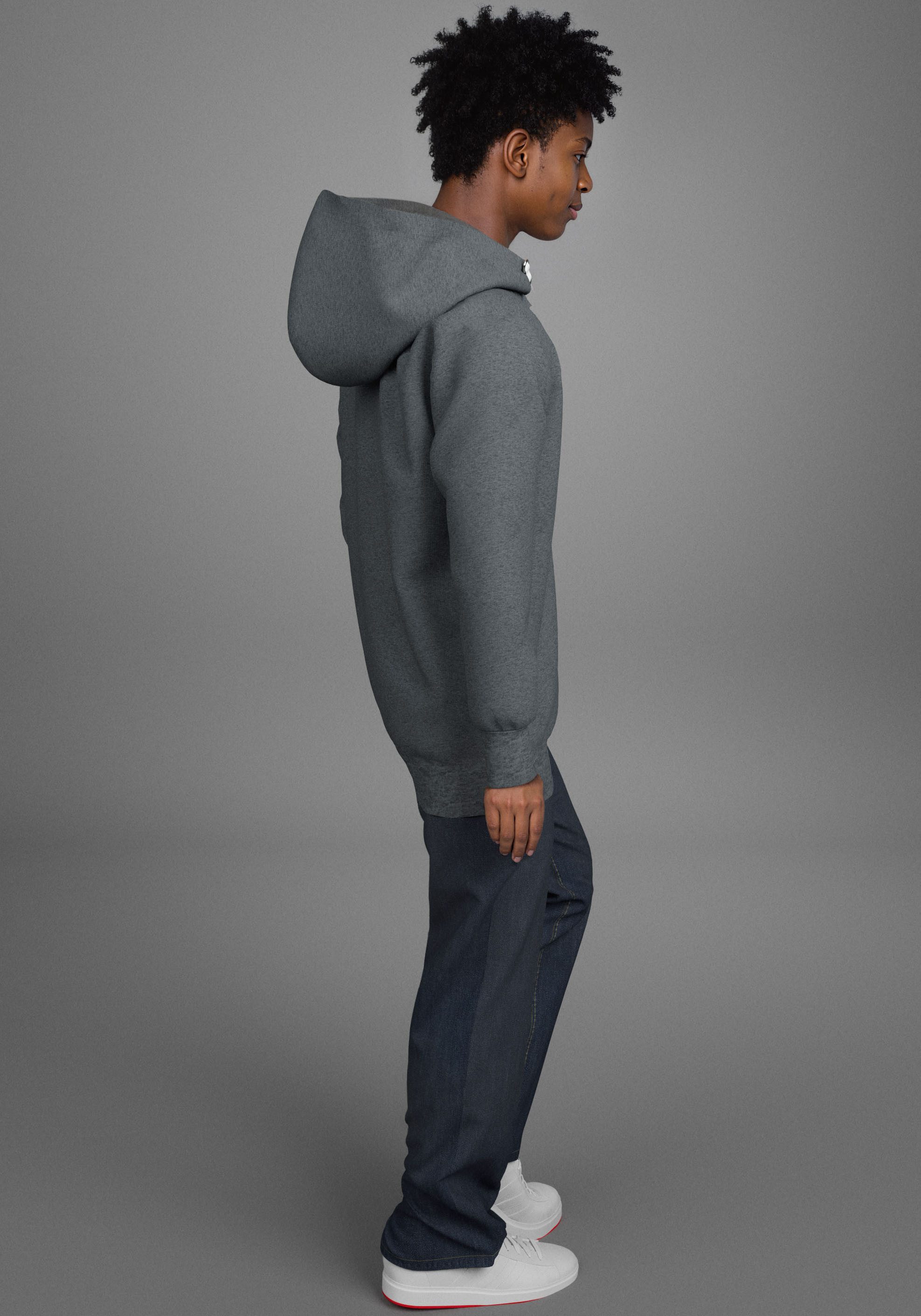 H.I.S Kapuzensweatshirt Kapuzenhoodie mit Badge in melierter Ware für Jungen Für TEENS. Hoodie mit kleinem Badge