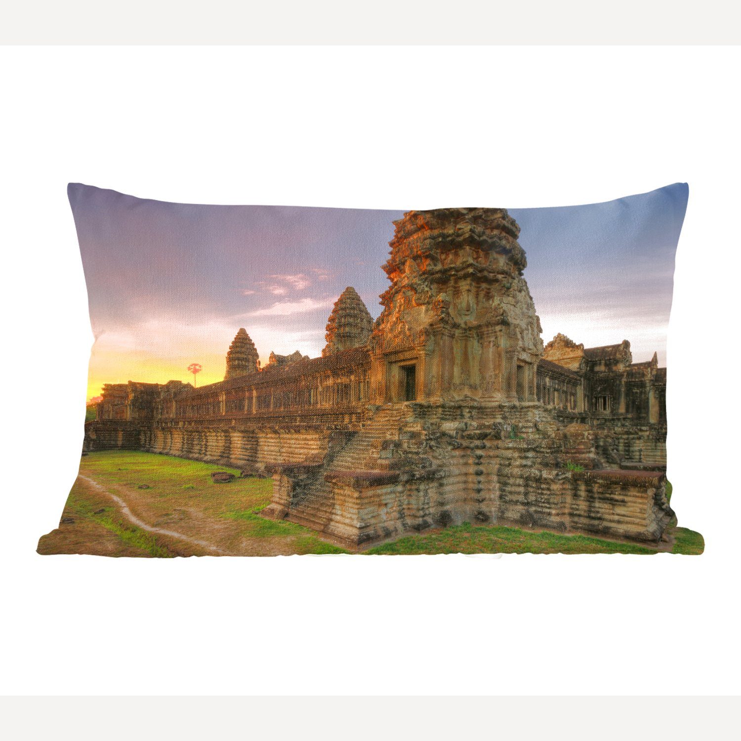 MuchoWow Dekokissen Sonnenaufgang am Angkor Wat in Kambodscha, Wohzimmer Dekoration, Zierkissen, Dekokissen mit Füllung, Schlafzimmer