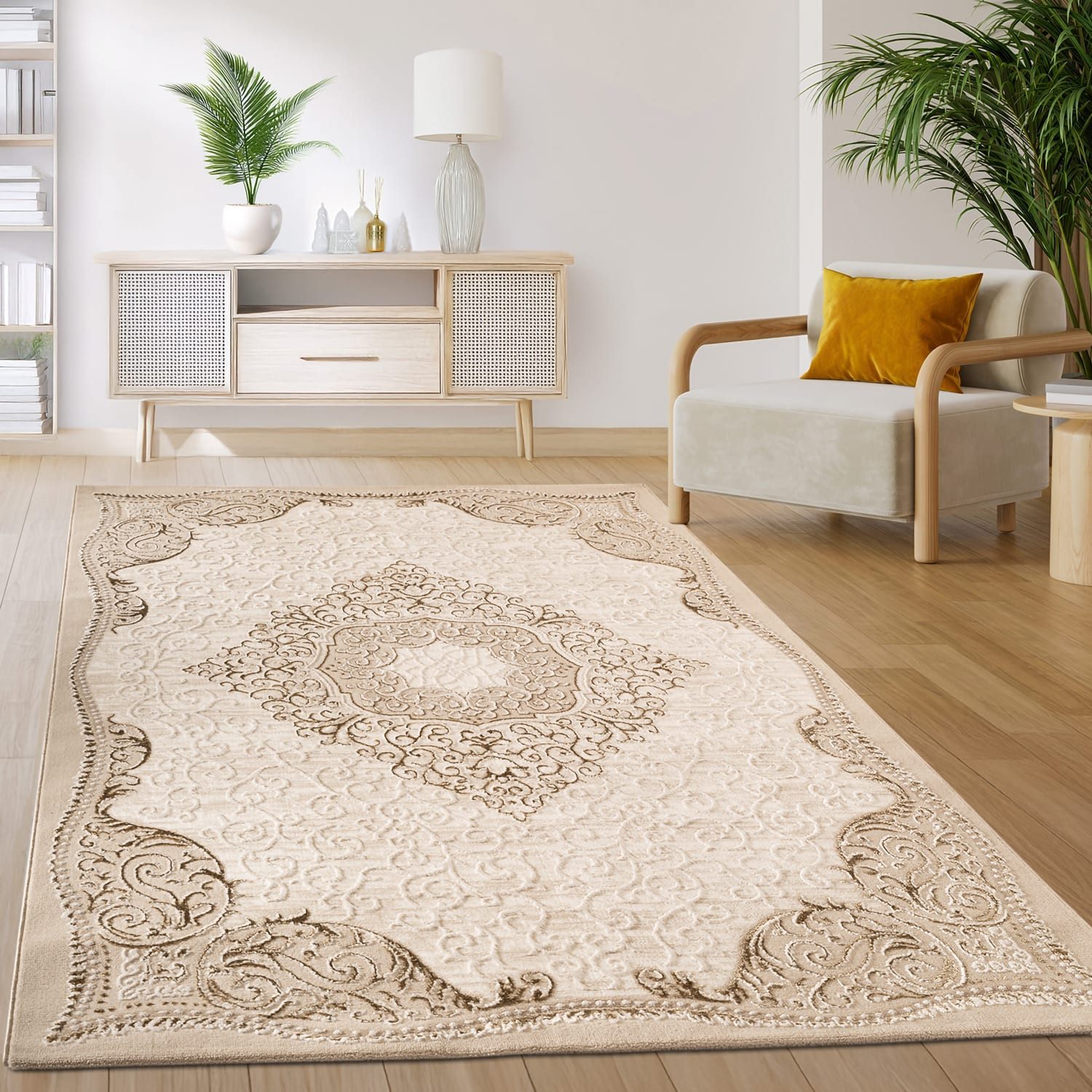 KADIMA DESIGN Teppich Orientalisch Wohnzimmer 100% Polyester Teppich Kurzfl günstig online kaufen