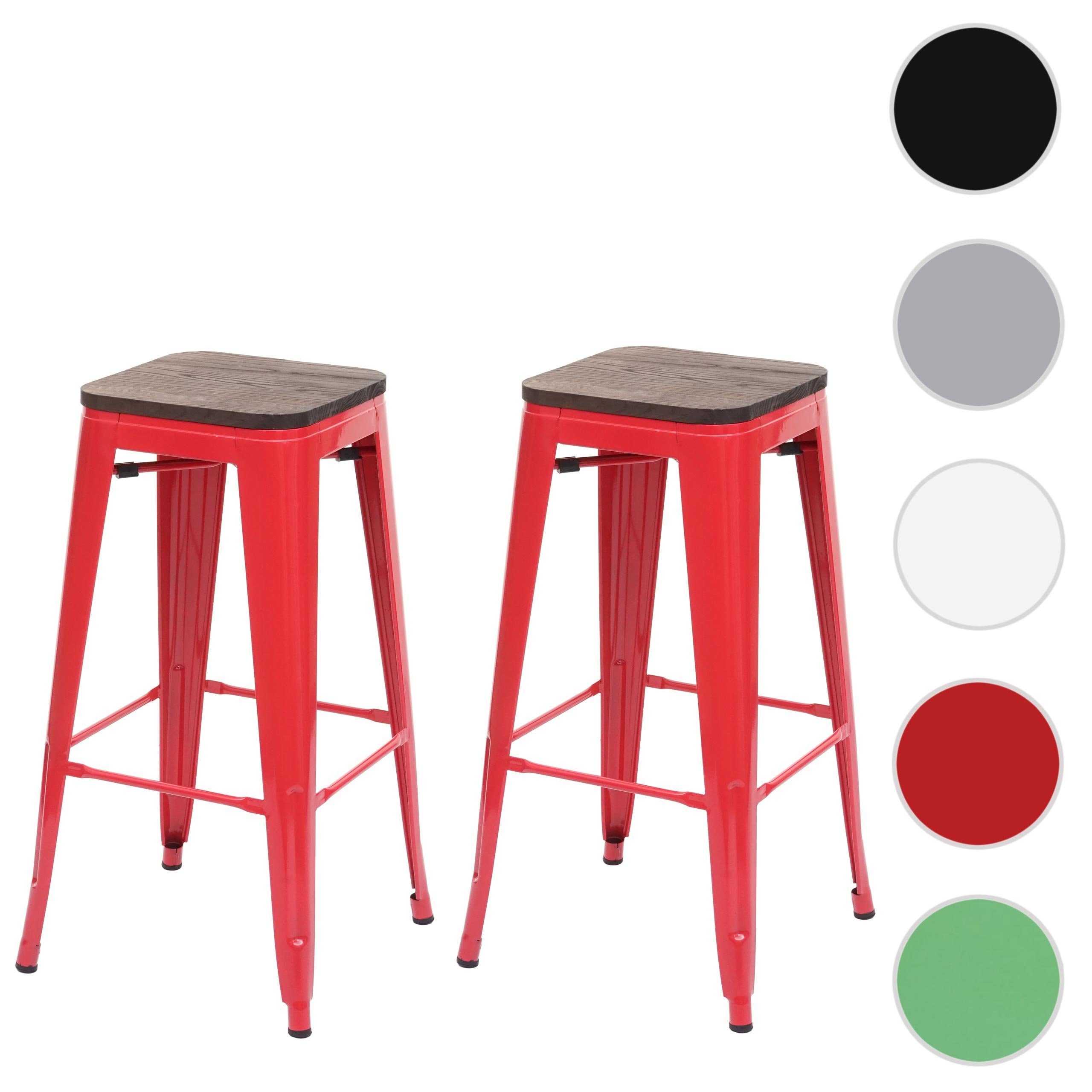 Stapelbar, (Set, MCW-A73-Barhocker für MCW Fußstütze 2er-Set, Sitzen Barhocker 2er), rot,dunkelbraun bequemeres