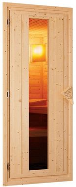 Karibu Sauna Thyra 4, BxTxH: 231 x 170 x 198 cm, 68 mm, (Set) 9-kW-Bio-Ofen mit externer Steuerung
