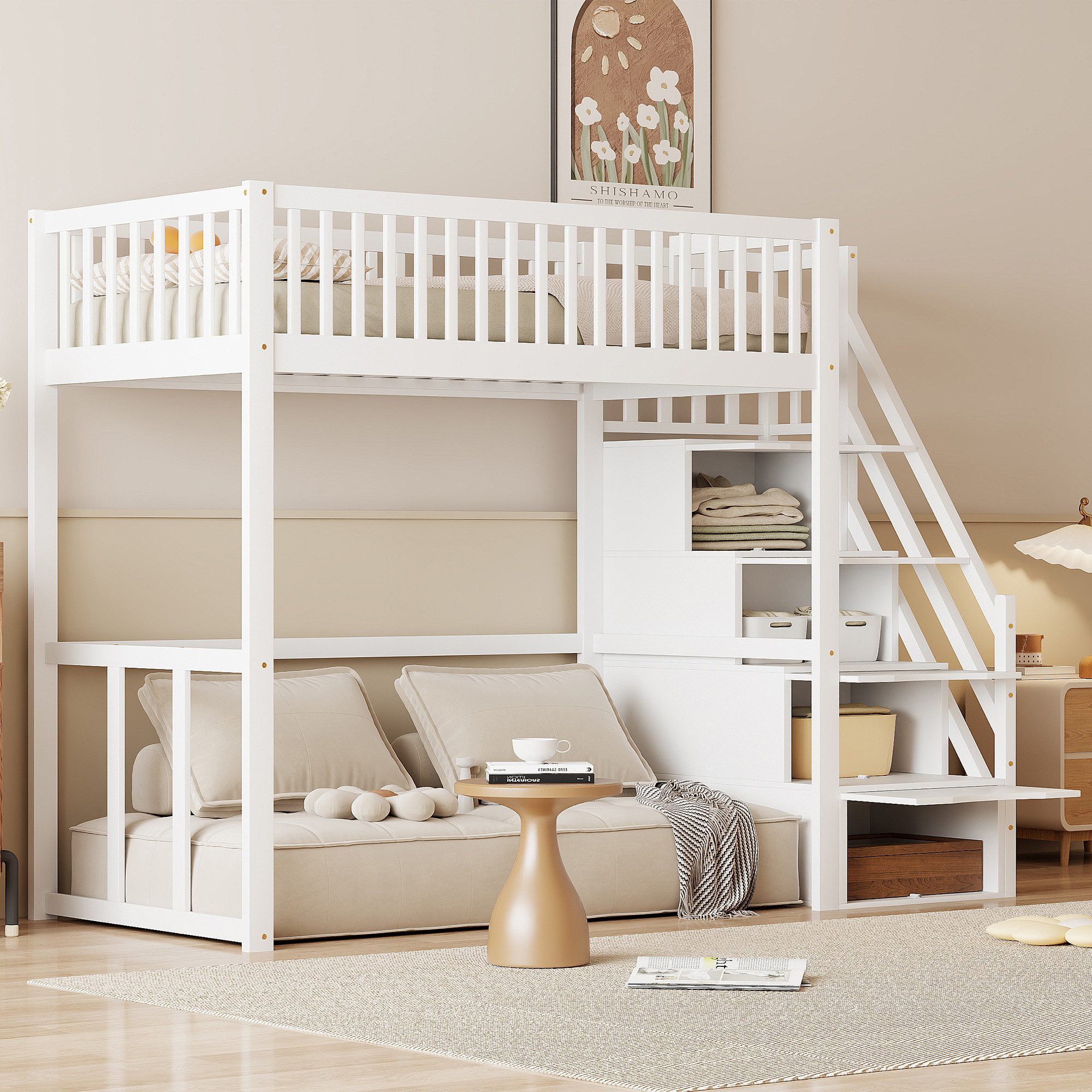 REDOM Kinderbett mit großem Kleiderschrank Regal günstig online kaufen