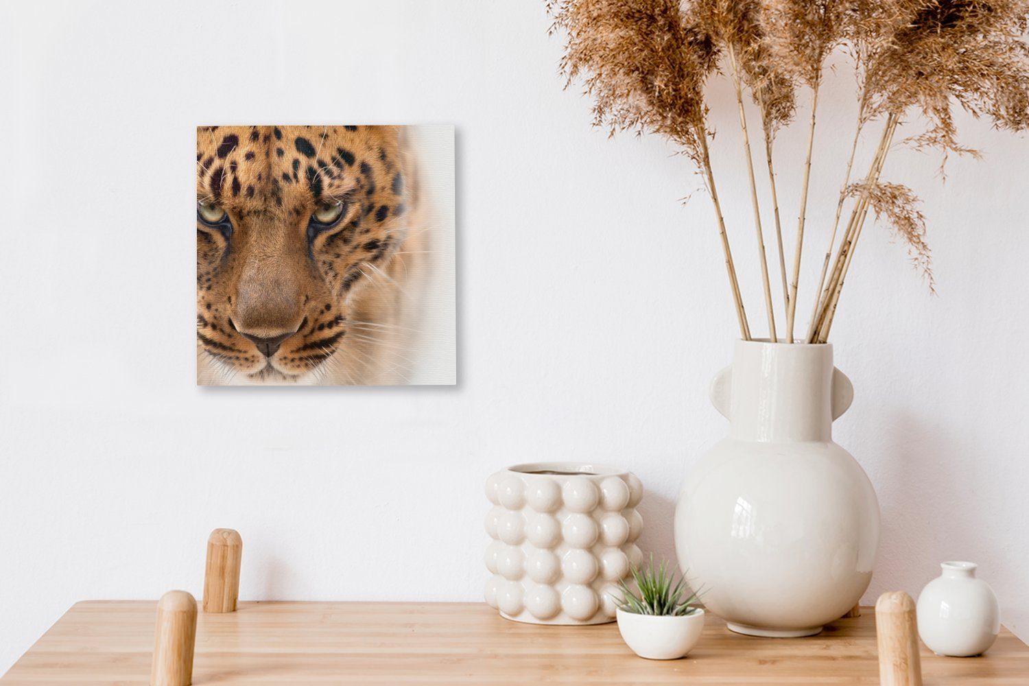 (1 St), Leopard Bilder Augen, Wohnzimmer Leinwand Leinwandbild - Schlafzimmer für - OneMillionCanvasses® Porträt