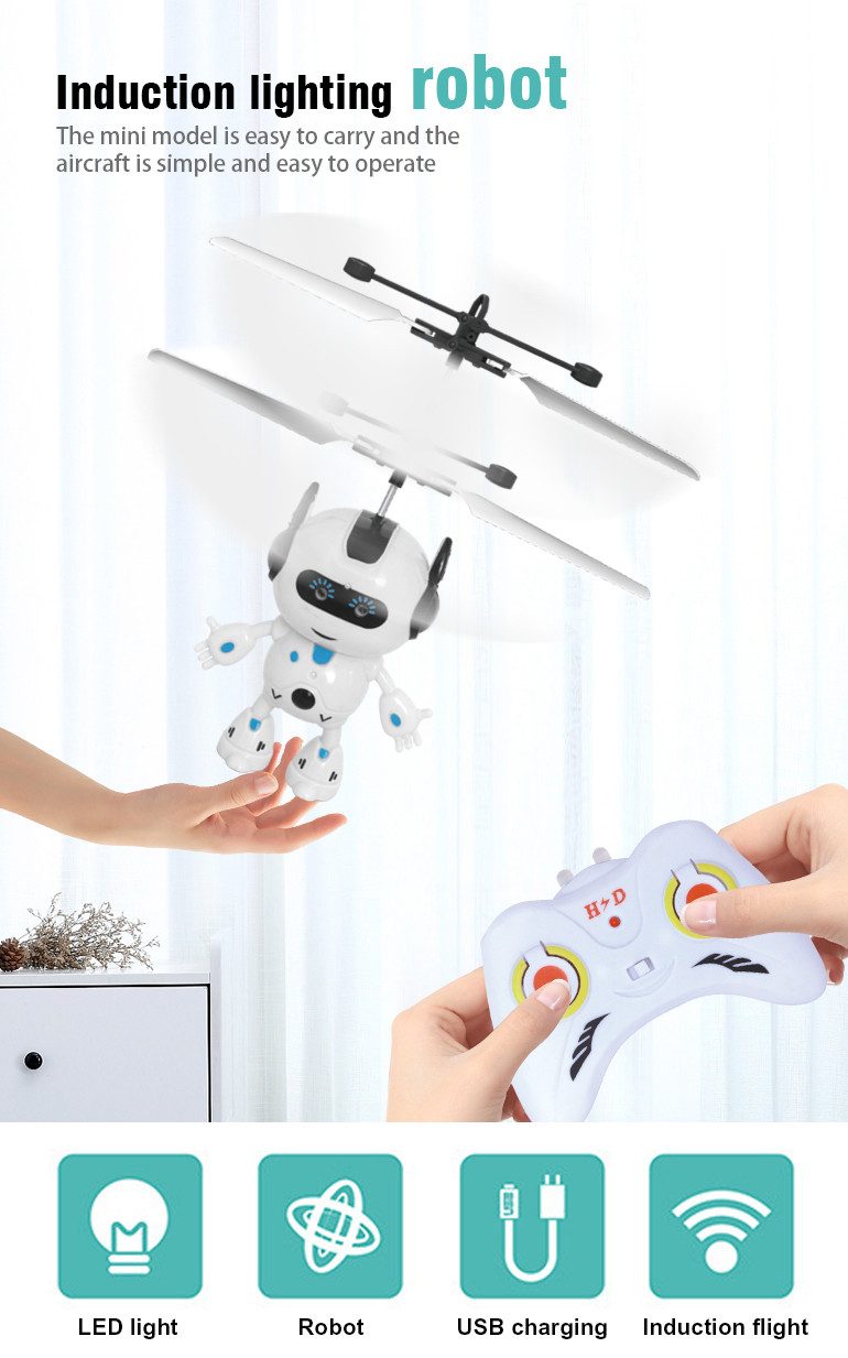 D&I RC-Roboter D&I Fliegender Roboter Hubschrauber mit Lichtern ab 14 Jahre