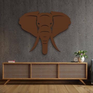 Namofactur Wanddekoobjekt XXL Elefanten Kopf Holz Wandtattoo Wand Deko Wanddeko Groß, Wandtattoo, Wanddeko aus Holz, Wandbild aus Holz