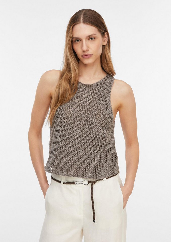 comma Muskelshirt Strickpullunder Mouliné-Pointelle-Top