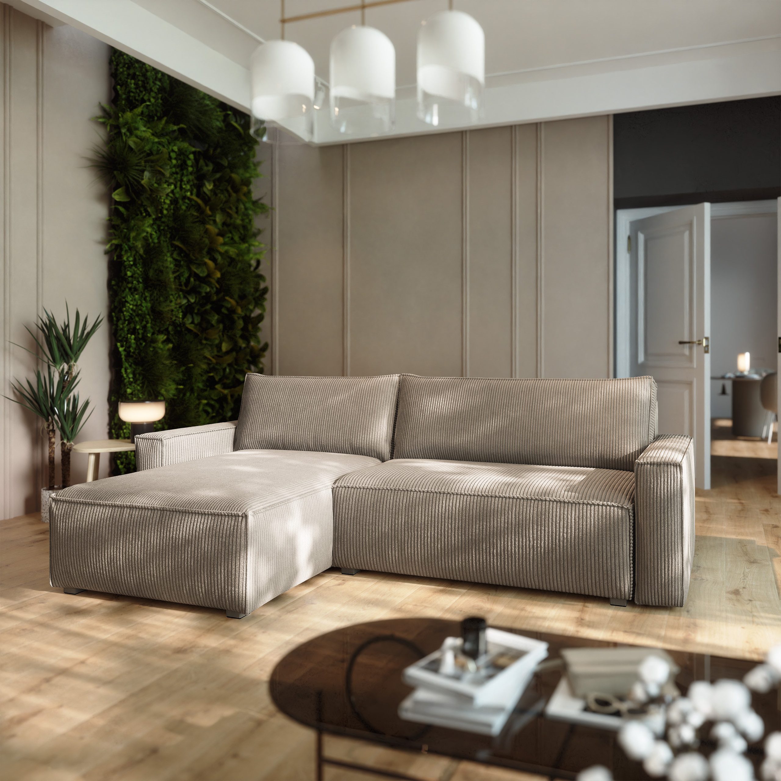 Masseno Ecksofa BESMIR mit Schlaffunktion L-Form, Sofa mit Bettkasten