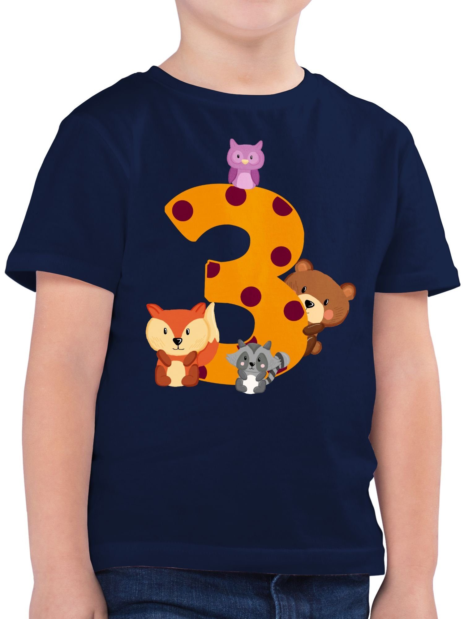 Shirtracer TShirt »Drei Waldtiere 3. Geburtstag Jungen Kinder T