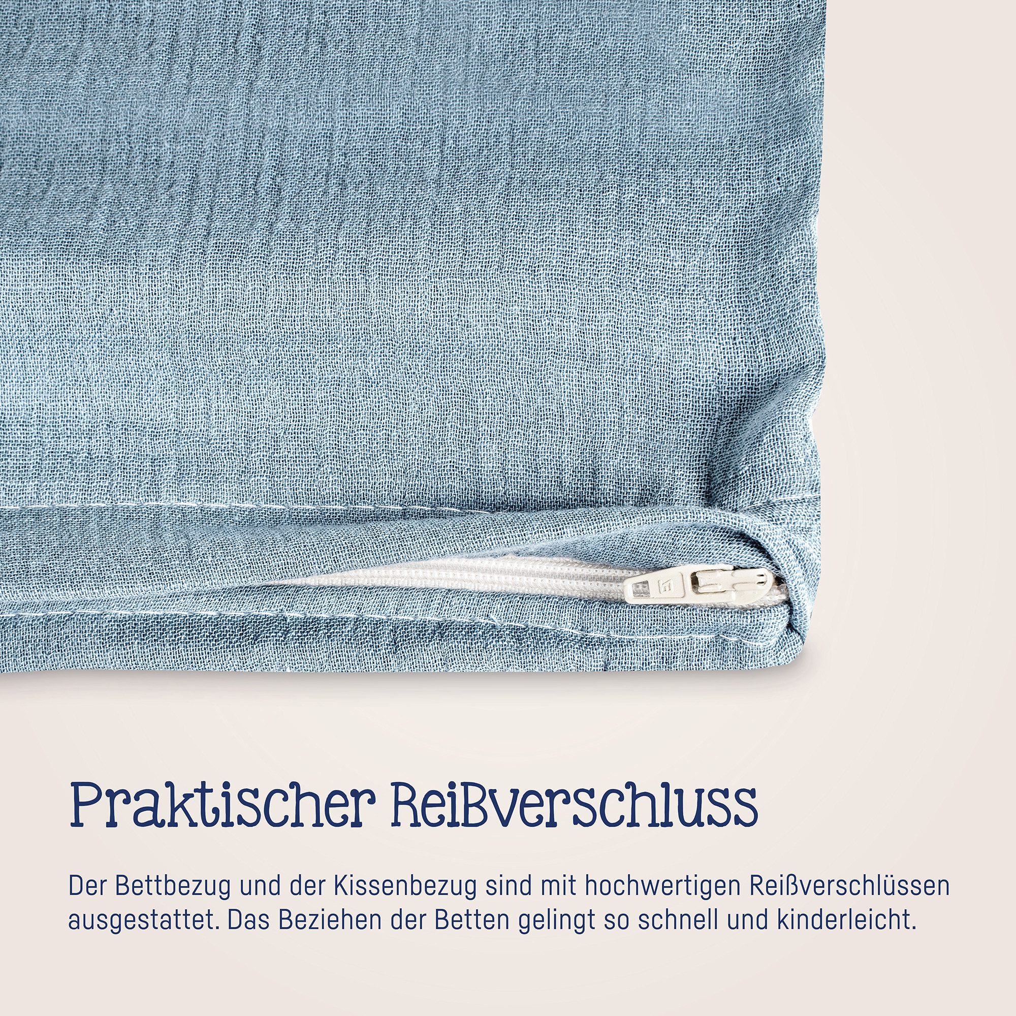 Julius Zöllner Babybettwäsche denim Bettwäsche Musselin 100x135+40x60, 2 te günstig online kaufen