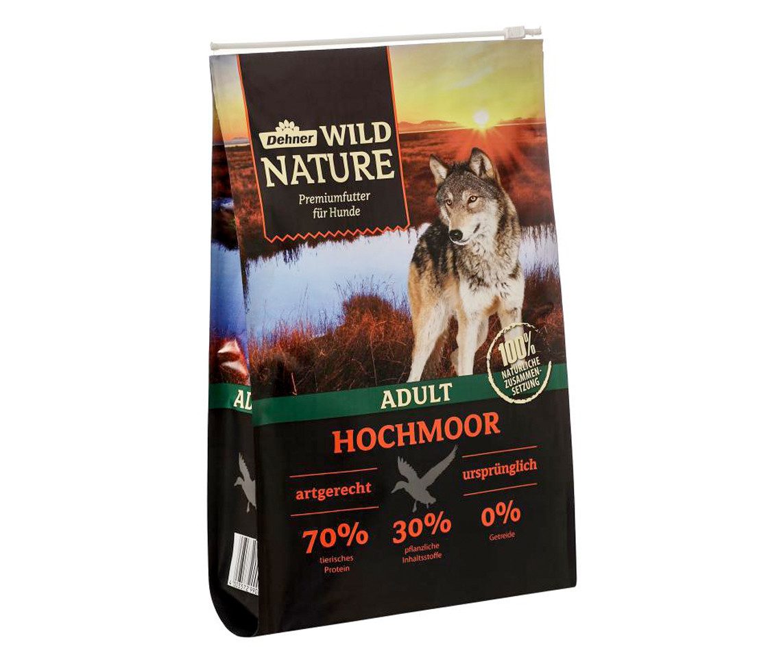 Dehner Wild Nature Hochmoor Adult Ente, 4 kg/12 kg, getreidefrei/zuckerfrei Ente, Trockenfutter für: Hunde, Trockenfutter für ausgewachsene Hunde