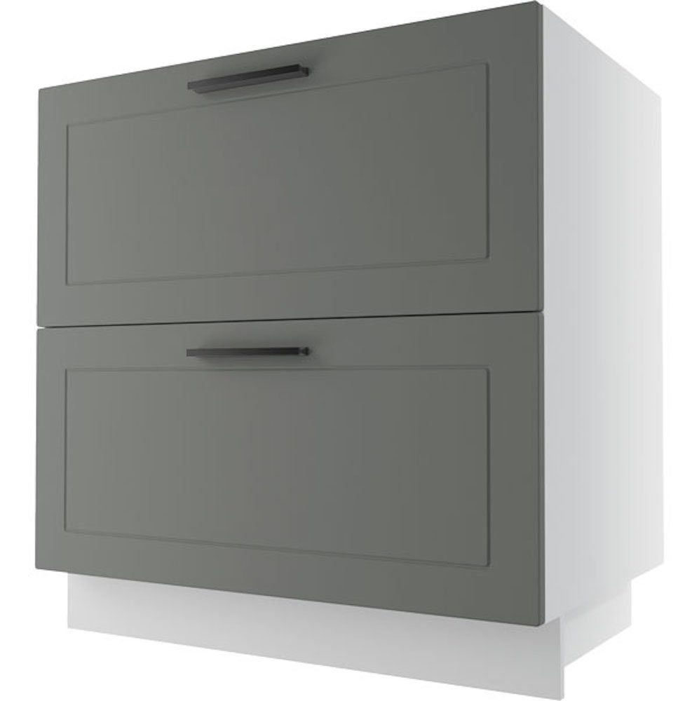 Feldmann-Wohnen Unterschrank Kvantum (Kvantum) 80cm Front- & Korpusfarbe wählbar mit 2 Schubladen (Teilauszug) dust grey matt