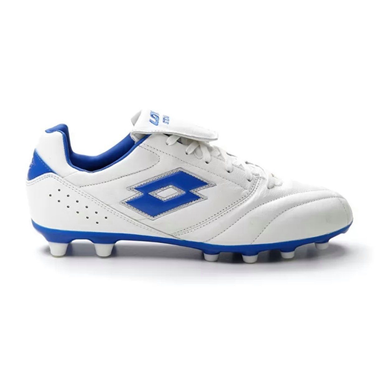 lotto STADIO 200 III FG 50 ALL WHITE/PACIFIC BLUE Fußballschuh