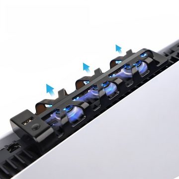 Tadow PS5-Konsolenlüfter,Kühlkörper für HD und Digital Versionen,Blu-Ray PlayStation 5-Controller (USB-Anschluss,blaues Licht,einstellbare Windgeschwindigkeit)
