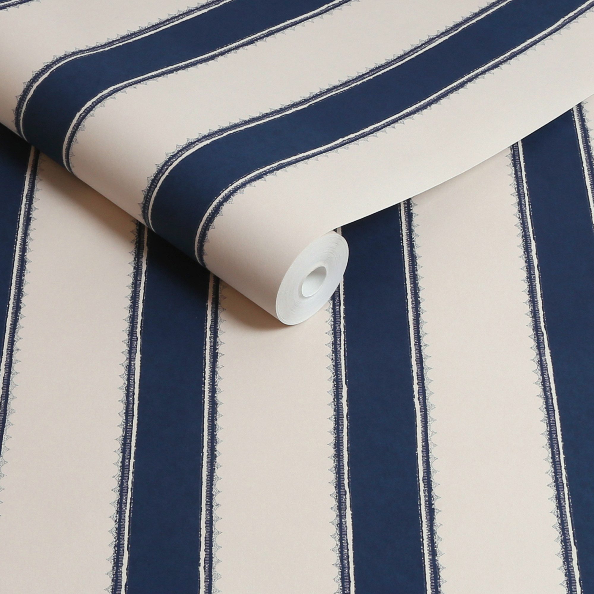 LAURA ASHLEY Vliestapete Denwick Streifen Midnight Seaspray, glatt, gestreift, (1 St), 10mx52cm (ca. 5m2)