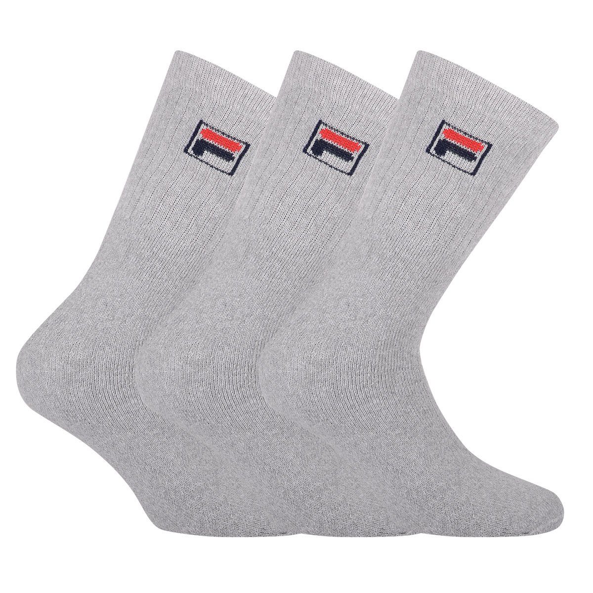 Fila Sportsocken Unisex 3 Crew Socken Grau Paar Frottee Tennissocken, 