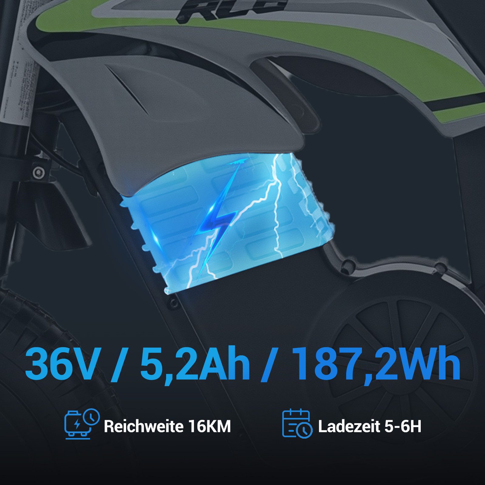 RCB Elektro-Kindermotorrad R9X PRO,3 Geschwindigkeiten bis 25km/h, ab 4 Jahren,mit Schlüsselstart, Belastbarkeit 80 kg, LED-Licht