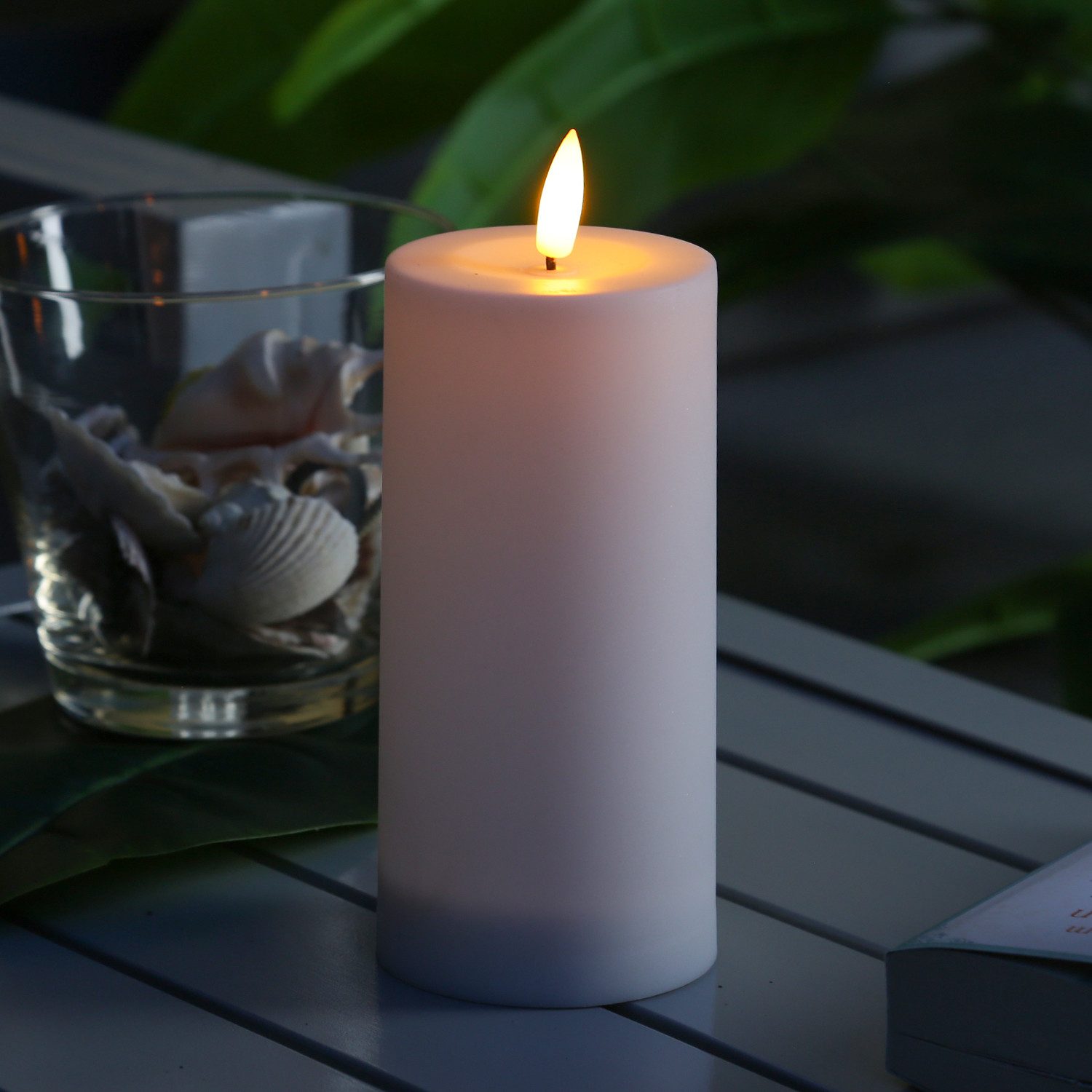 MARELIDA LED-Kerze LED Solar Kerze Außen Balkon Outdoorkerze 7x17,5cm Dämmerungssensor, LED Classic, warmweiß (2100K bis 3000K)