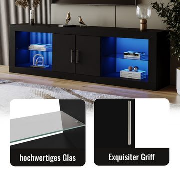 XDOVET TV-Schrank für 60"Fernseher 16 Farb-LED Bluetooth-Steuerung TV-Ständer, (Moderner Hochglanz-Schranktüren, verstellbare Einlegeböden)