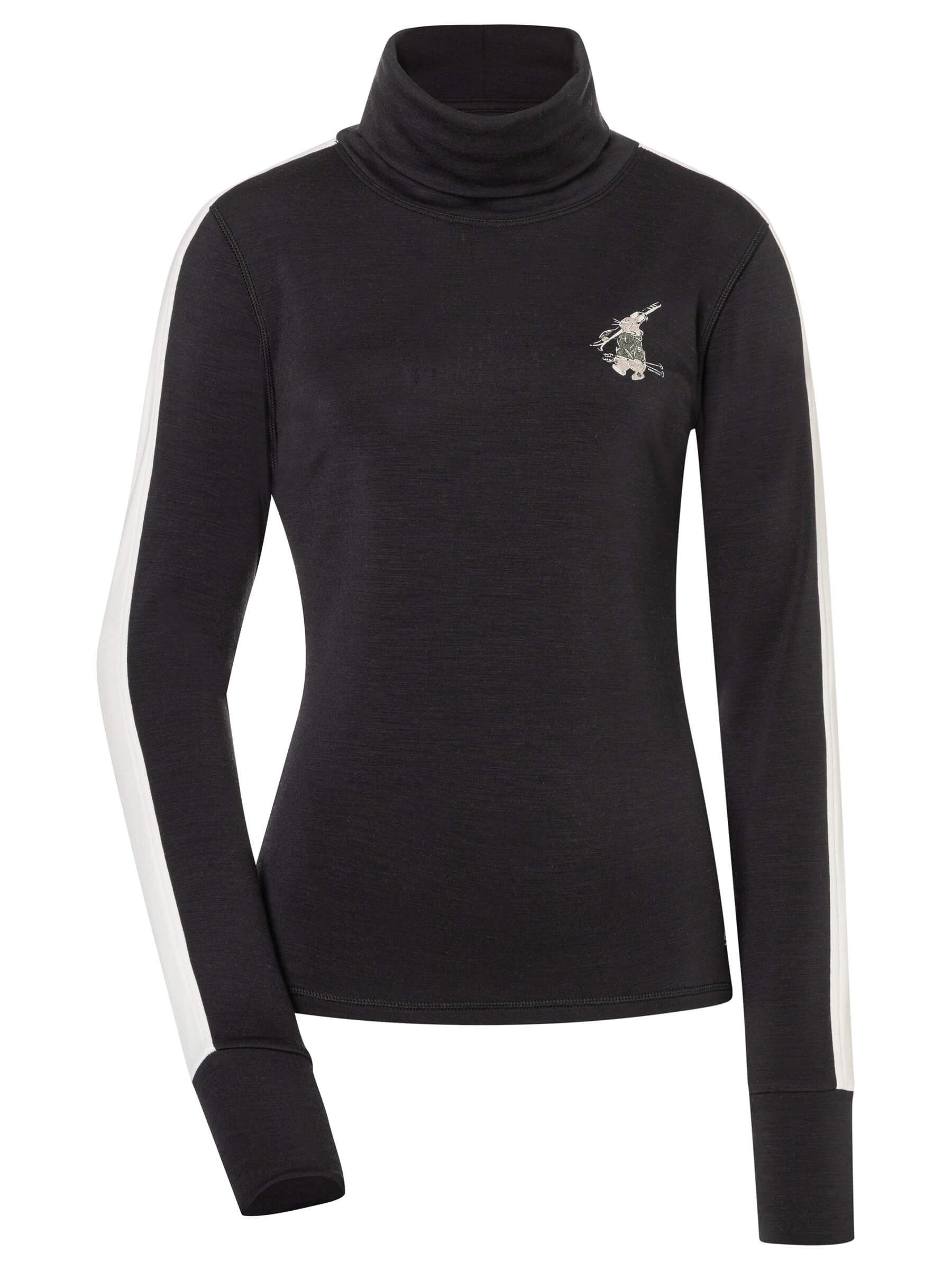 SUPER.NATURAL Rollkragenpullover für Damen, Merino W BUNNY ROLL NECK Rollkragen mit Ski-Motiv, atmungsaktiv