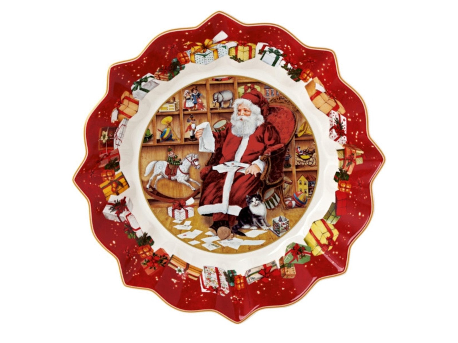 Villeroy & Boch Schale Toy's Fantasy Schale groß Santa liest Wunschzettel, Premium Porzellan, (Schüsseln & Schalen)