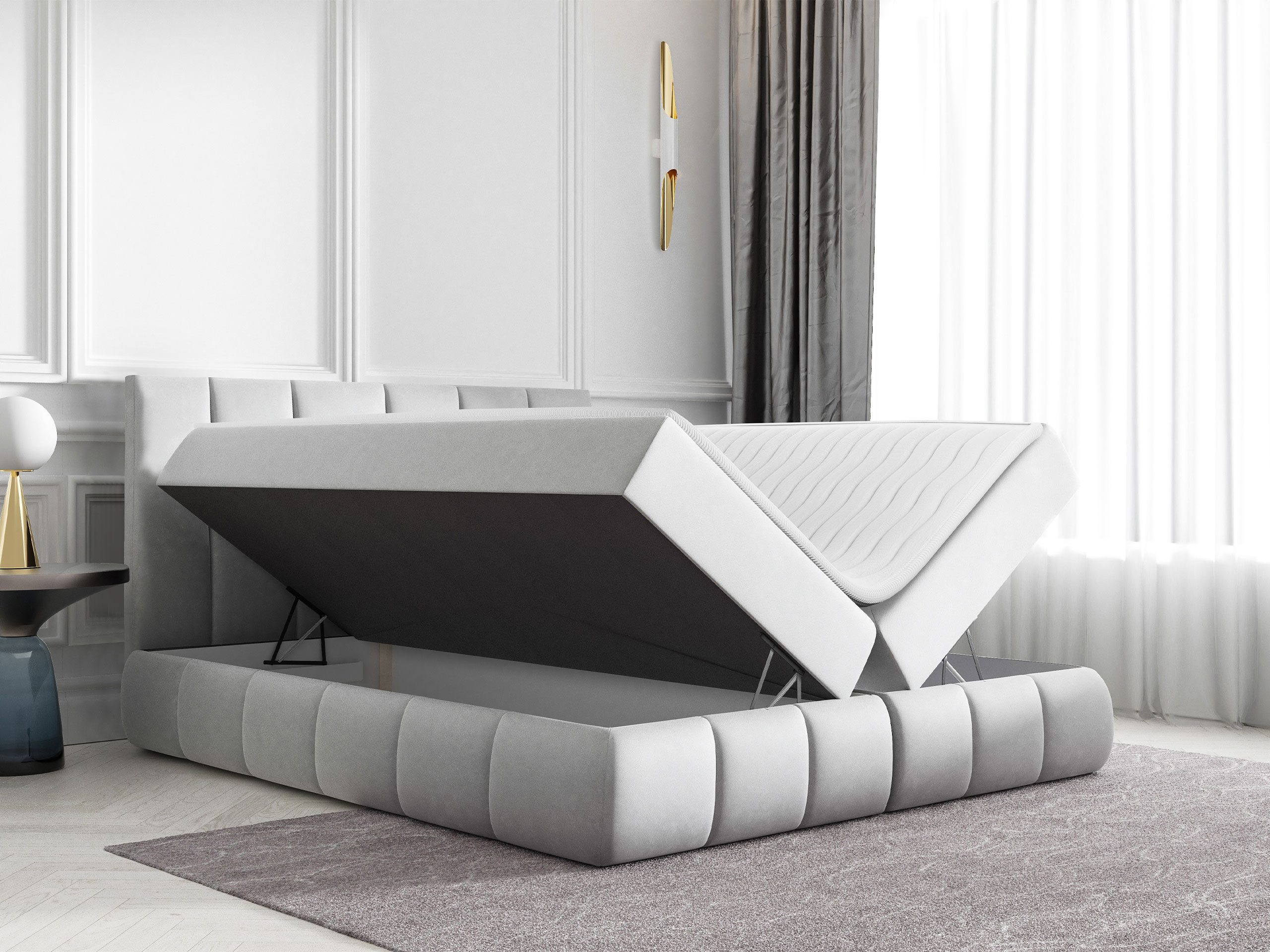 MIRJAN24 Boxspringbett Venezia (Matratze + Topper), mit 2 Bettkästen, Bett für Schlafzimmer