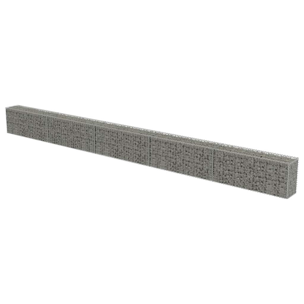 vidaXL Gartenzaun Gabionenwand mit Abdeckung Verzinkter Stahl 600×30×50 cm, (1-St), Gabionen Wand mit Deckel 600x30x50cm Steingabionen Gabione Steinkorb