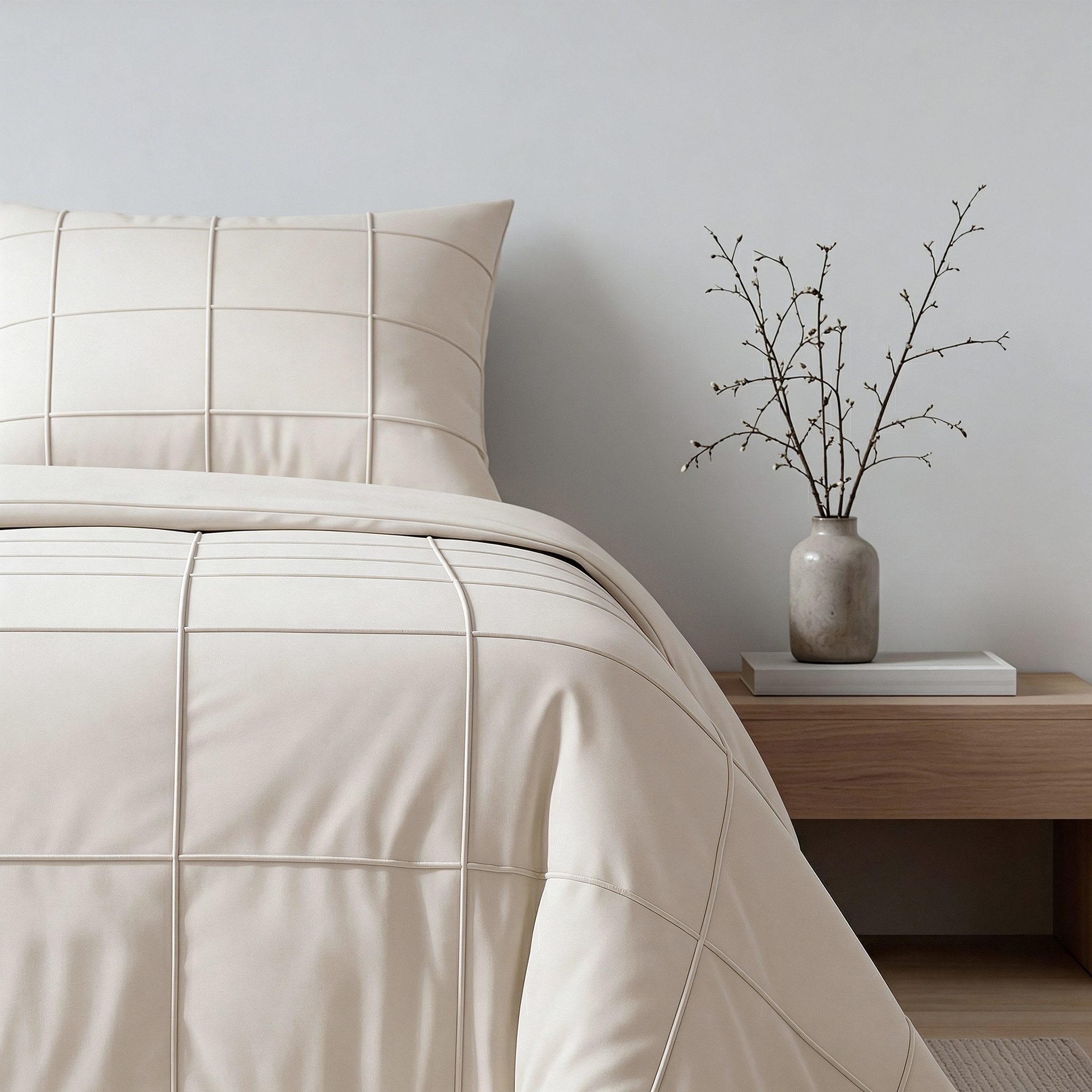 Sitheim® Bettwäsche SLEEPTIME FRESH CHECK PINTUCK Bettbezug & Kissenbezüge, Mikrofaser, 3 teilig – Bild 3 von 5