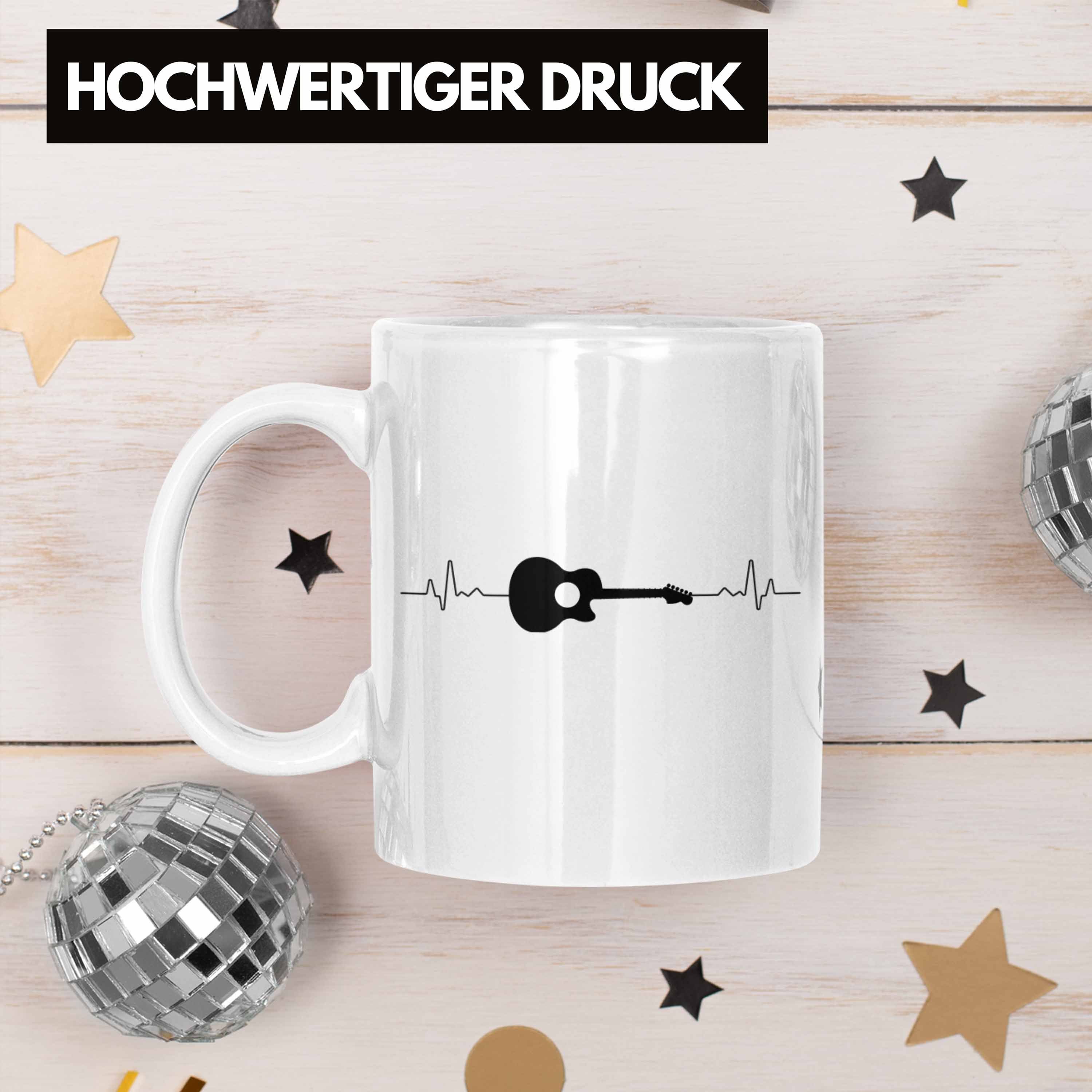 Gitarre Weiss Trendation Geschenkidee Weihnachten Geschenk Geburtstag Herzschlag - Gitarist Trendation Tasse für Tasse