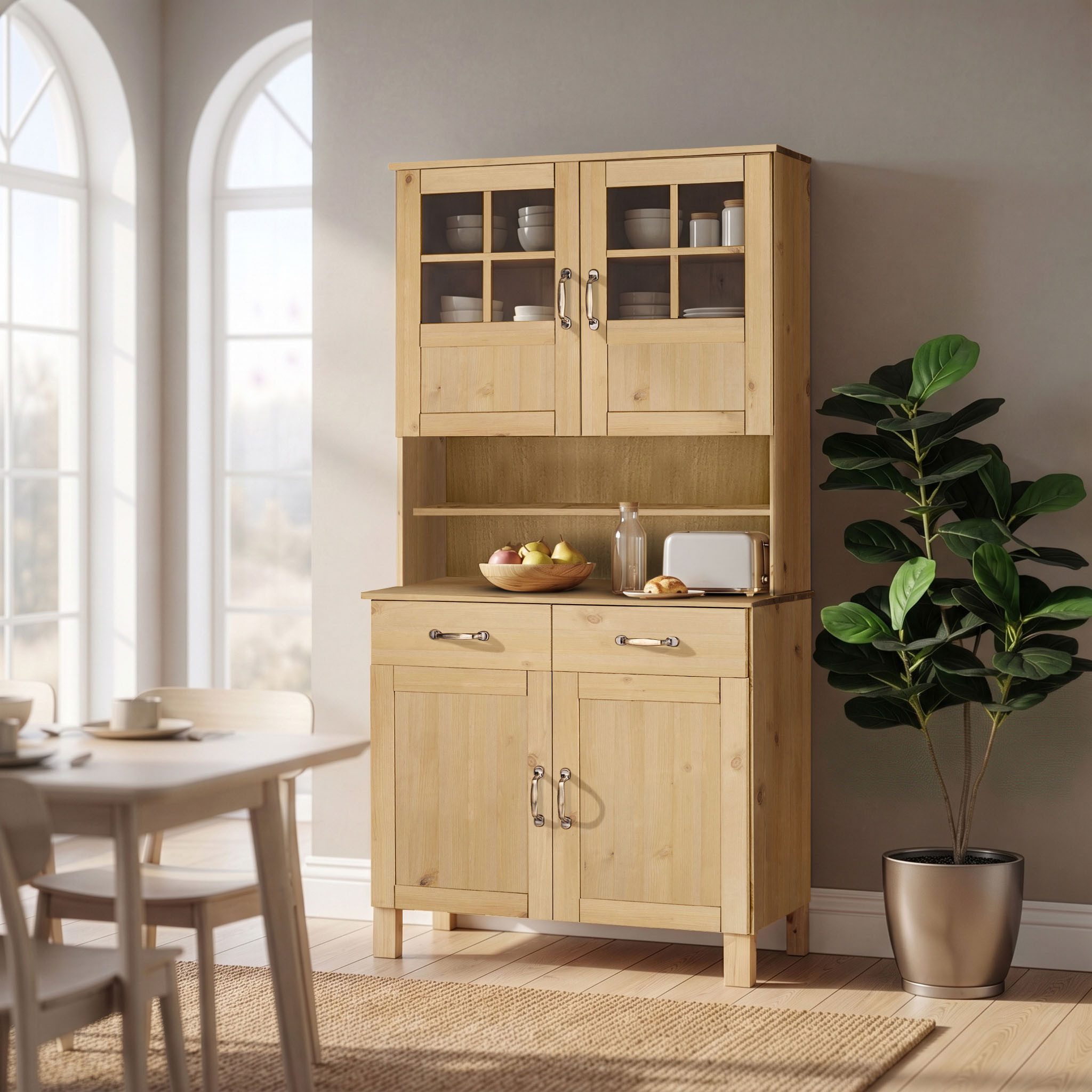 Home affaire Küchenbuffet Alby Breite 85 cm, 2 Glastüren