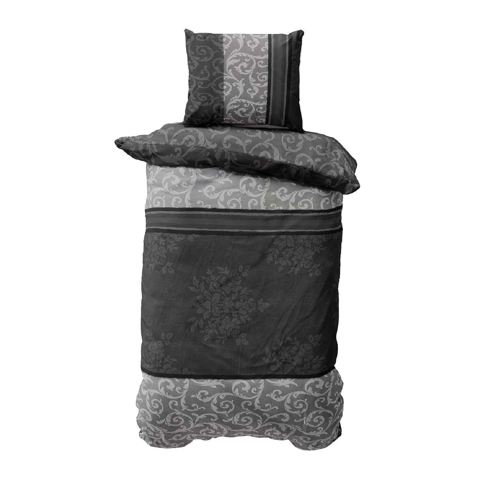 CLASS HOME COLLECTION Bettwäsche Renforce Bettbezug 135x200 155x200 200x200 200x220 Natura Grau, 100% Baumwolle, 2 teilig, 100% Baumwolle, angenehmes Hautgefühl, natur, ornamente, geblümt