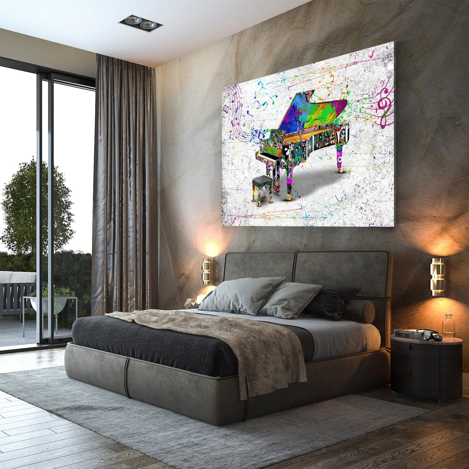 Artedinoi Leinwandbild Street Art Klavier Wandbild Leinwandbild Kunst XXL Deko, Klavier, urban