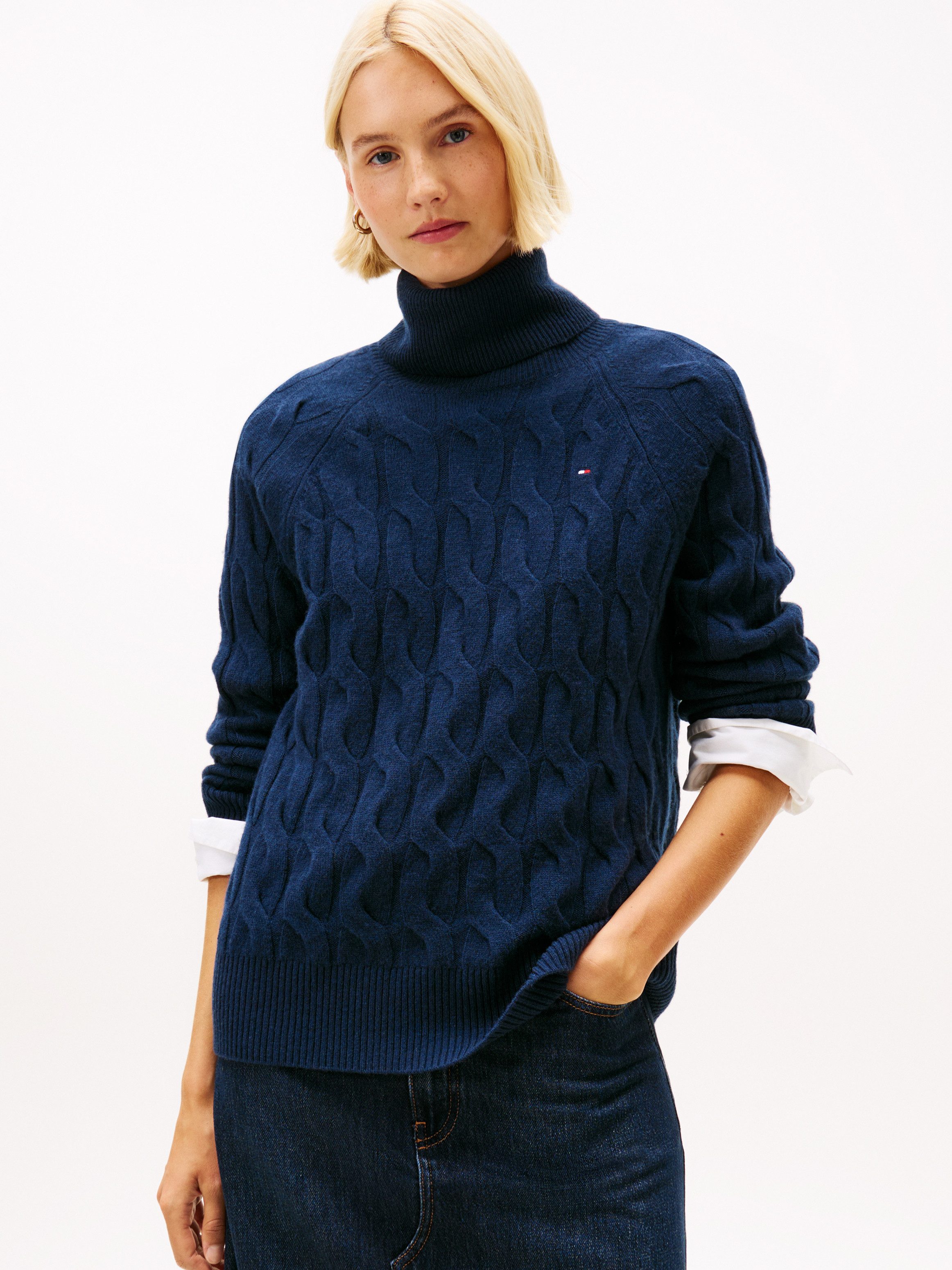 Tommy Hilfiger Rollkragenpullover SOFT WOOL CABLE günstig online kaufen