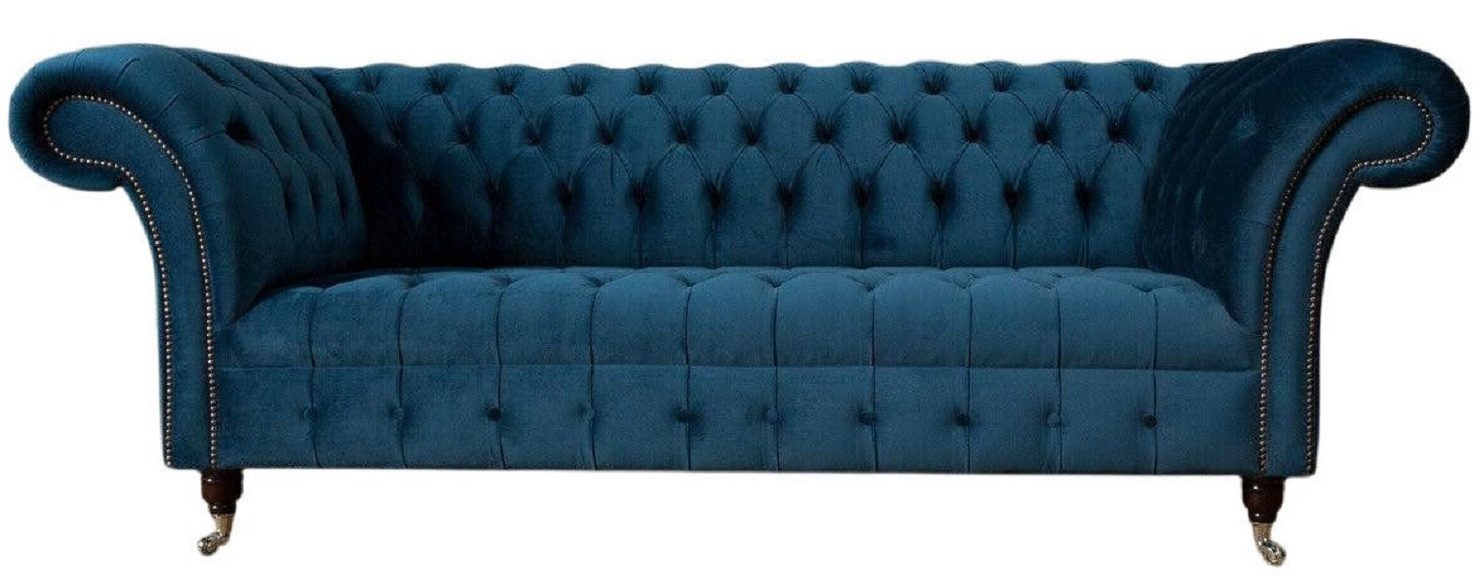 Xlmoebel Chesterfield-Sofa Moderne 3-Sitzer Polstercouch Chesterfield aus Leder und Stoff, 1 Teile, Hergestellt in Europa