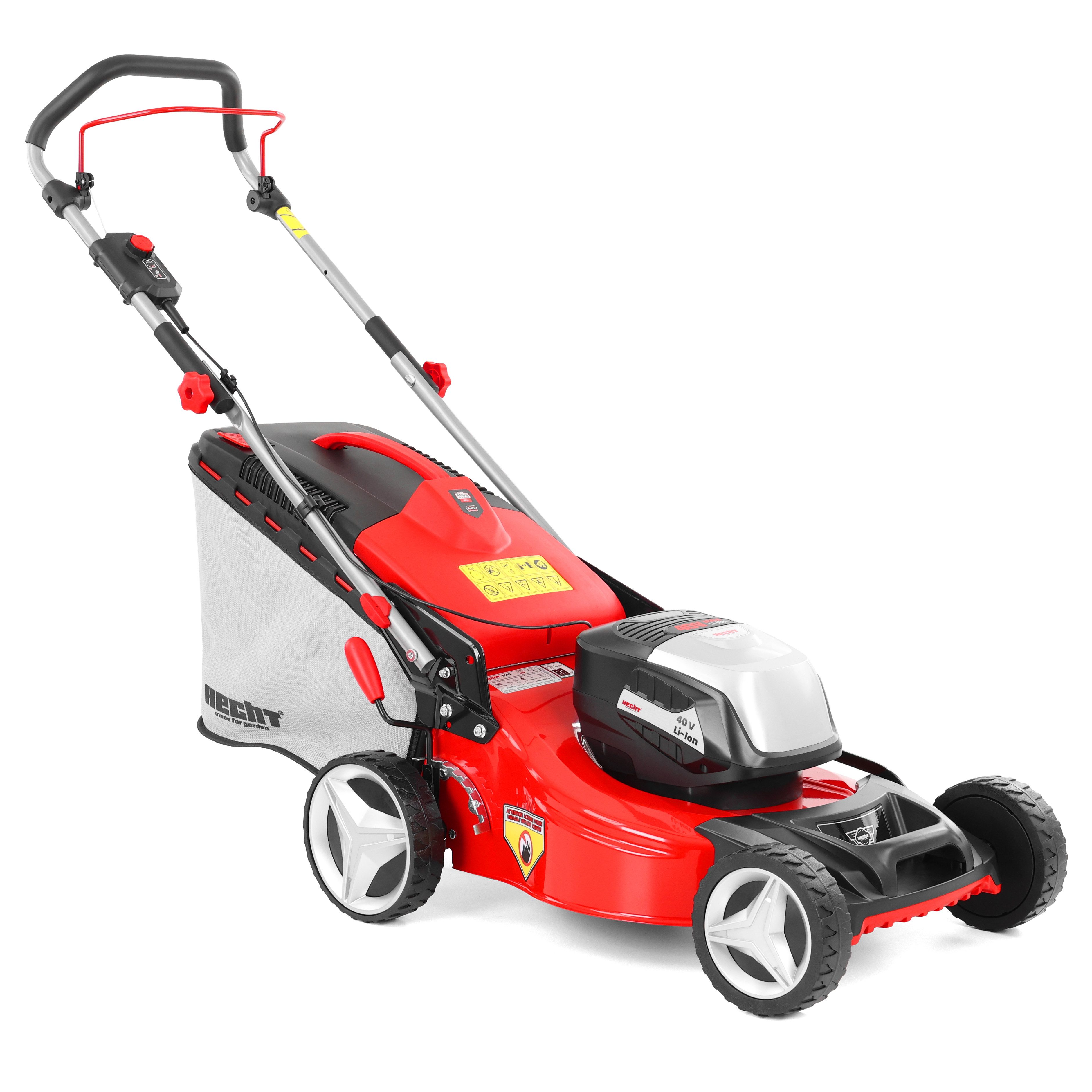 Hecht Akkurasenmäher 5141 40 V mit 50 l Fangkorb, 41 cm Schnittbreite, bürstenloser Motor, Mulchfunktion, Füllstandsanzeige