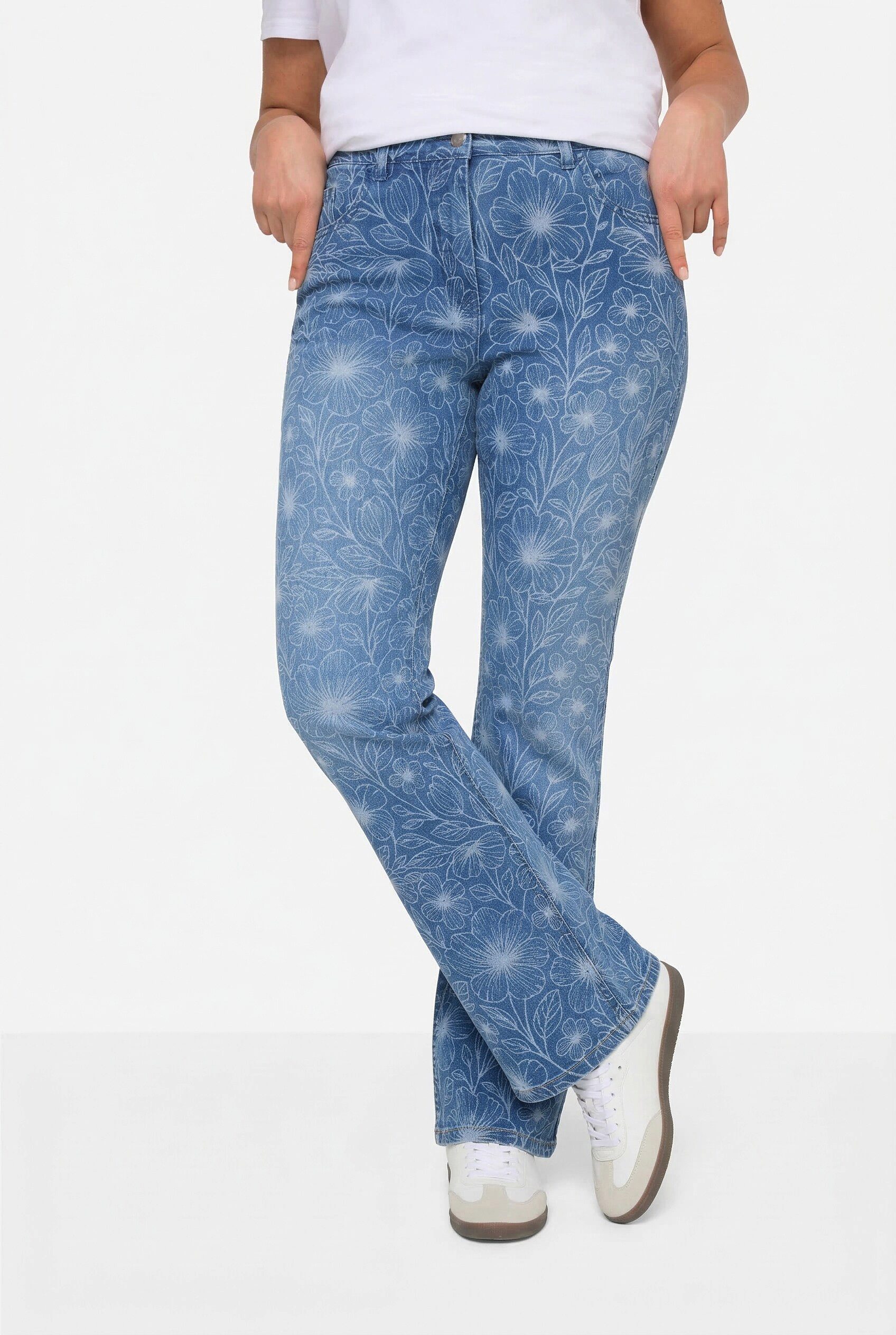 Angel of Style Röhrenjeans Jeans Emma Slim Fit Blütenmuster 5-Pocket