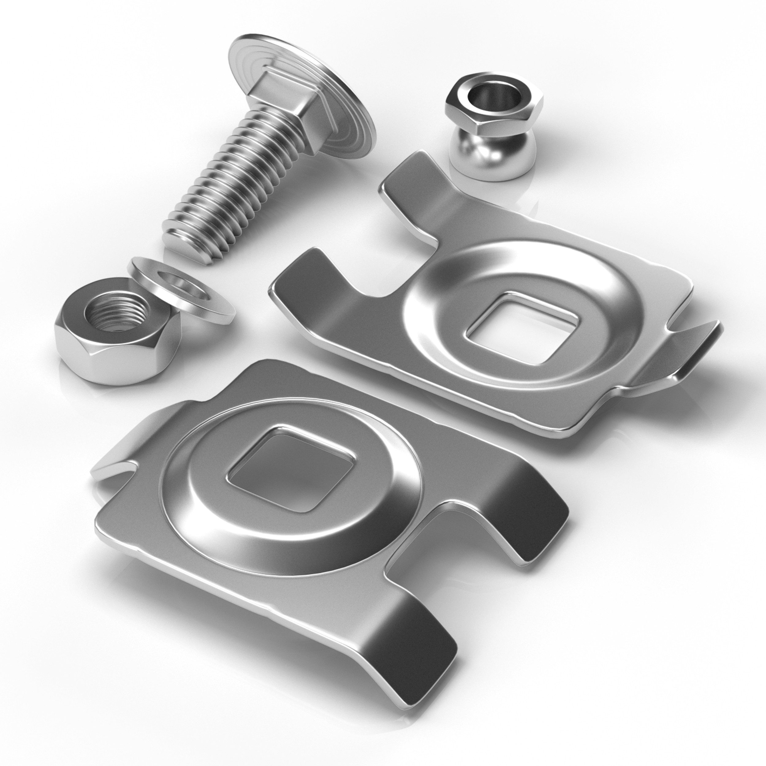 Qualinos Doppelstabmattenzaun Eckverbinder / Längsverbinder für die flexible Stabmattenzaun Montage, (Montageset, 10-St., Verbindung von Stabmatten in beliebigem Winkel ohne Pfosten), V2A Edelstahl rostfrei & Diebstahlschutz