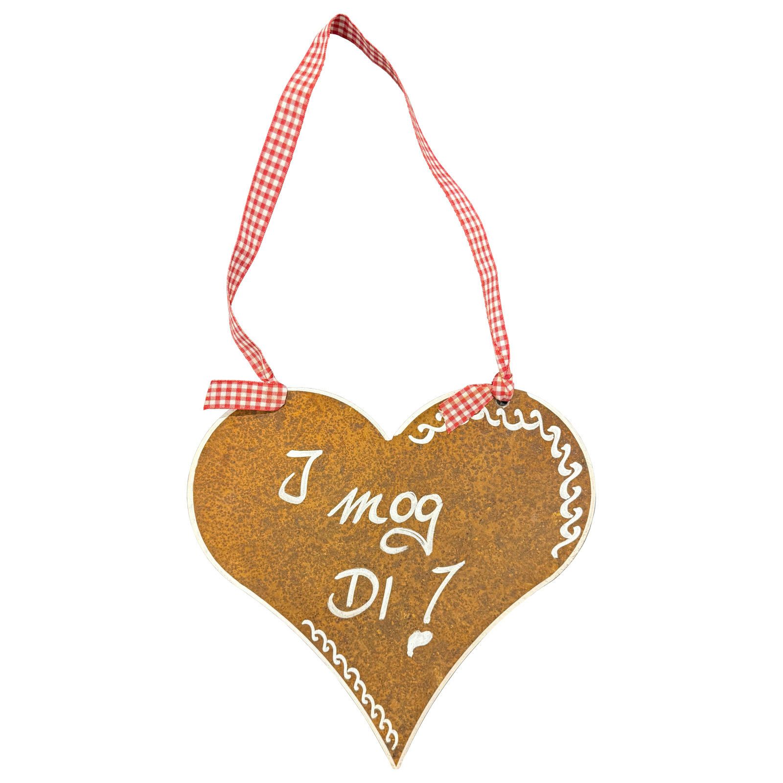 ZGM Dekofigur Rost Deko Herz "I mog Di", Ausgefallene Dekoration für Haus und Garten