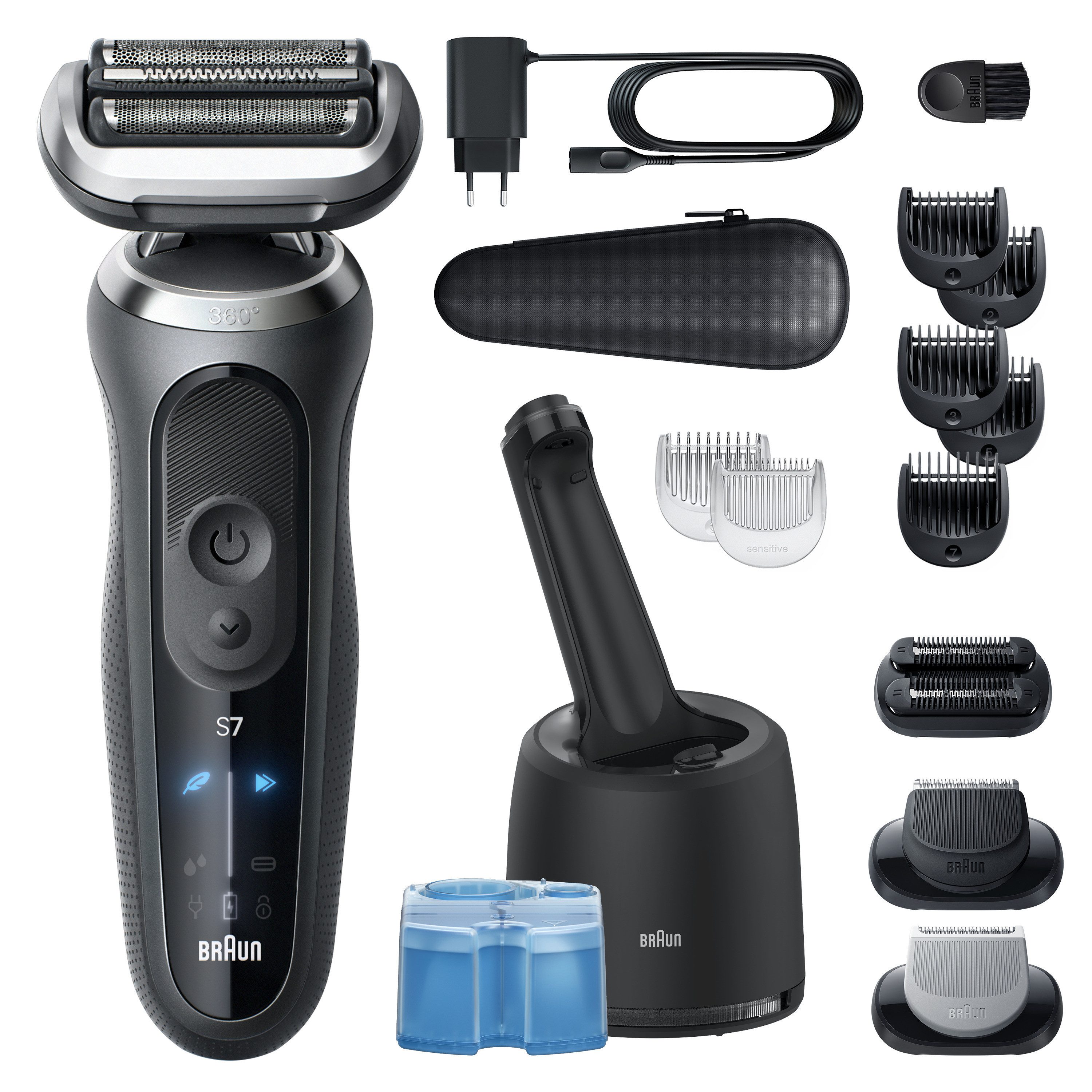 Braun Elektrorasierer Series 7 72-G7865cc, Smart Care Center, Aufsätze: 3, 4in1 SmartCare Center, +3 Aufsätze, 100% wasserdicht, Made in Germany