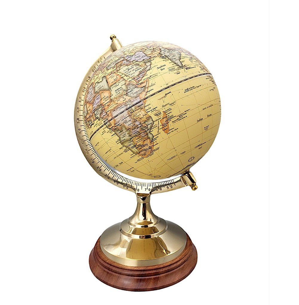 Linoows Dekoobjekt Globus, Erdglobus, historischer Tischglobus 34 cm, historischer Globus mit Messingstand