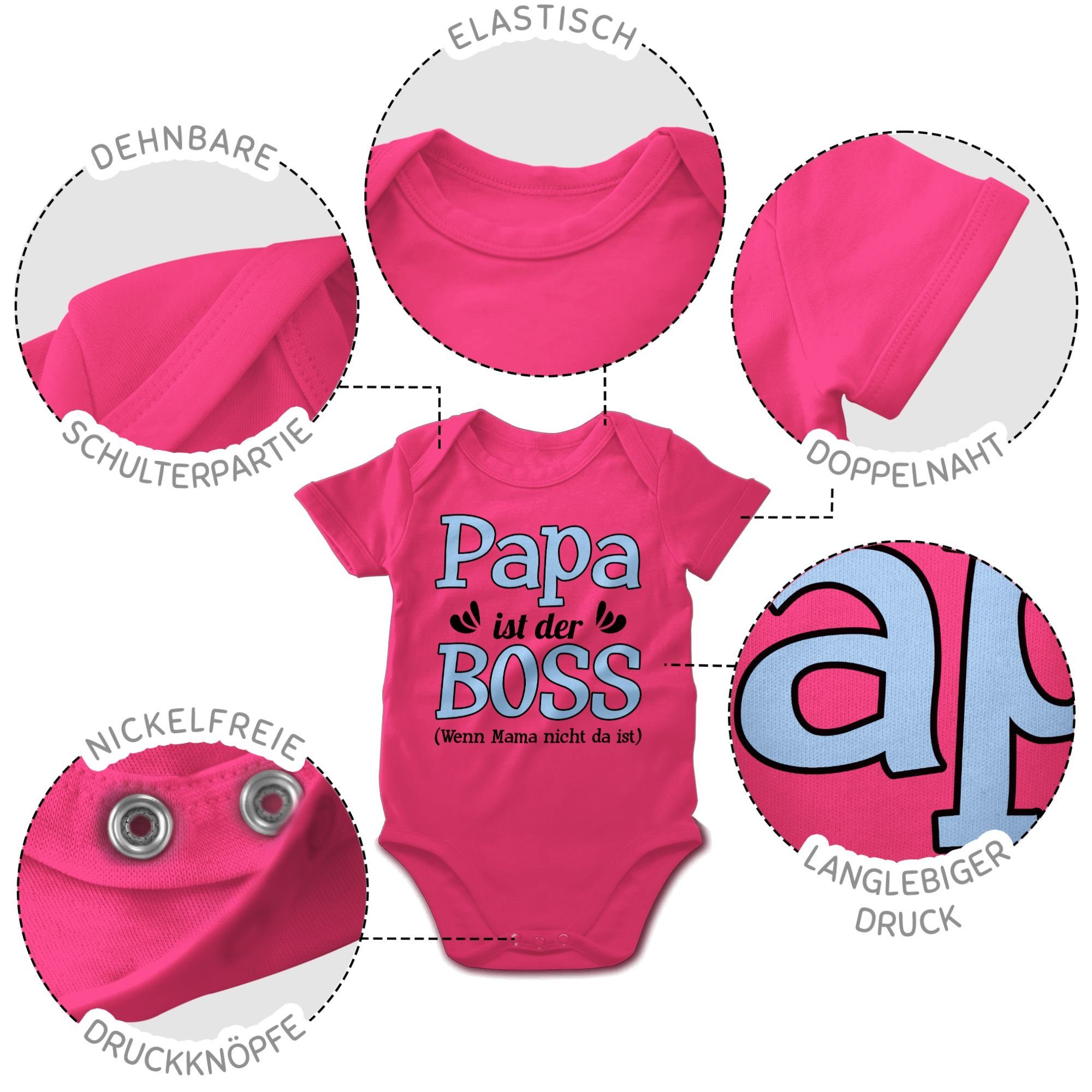 2 Shirtracer Sprüche ist der Shirtbody Boss Papa Mama ist wenn da Fuchsia - Baby nicht blau